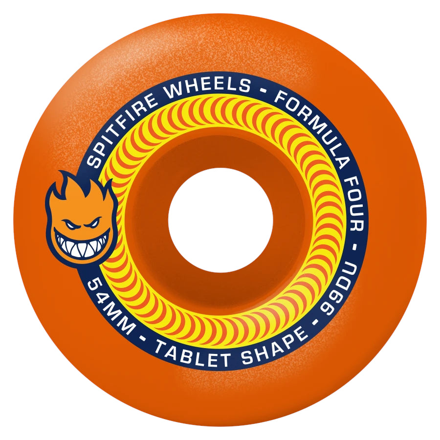 Neon Orange F4 99D Spitfire Tablet Skateboard Wheels