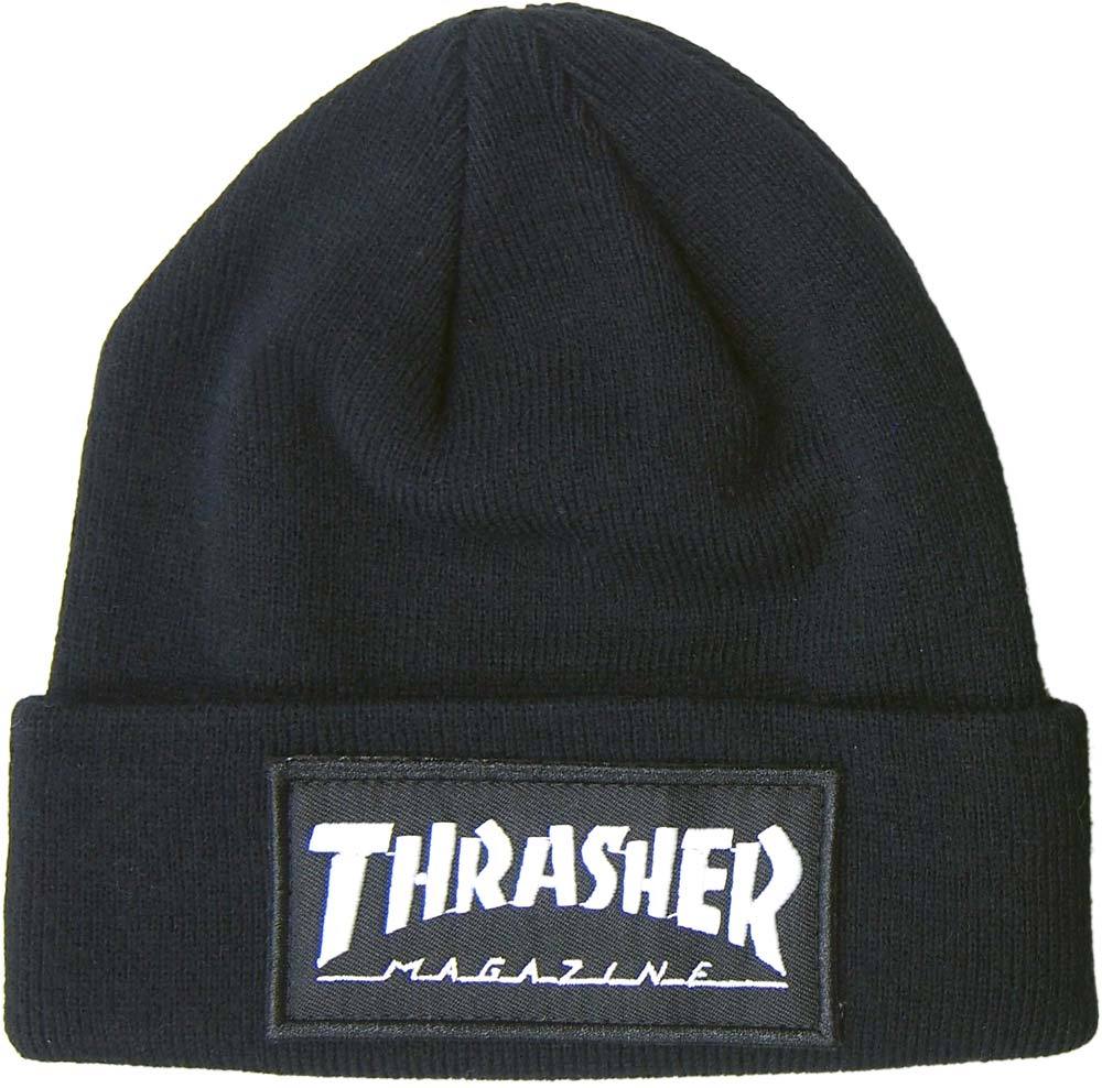 Thrasher Patch Fold Beanie - Black
