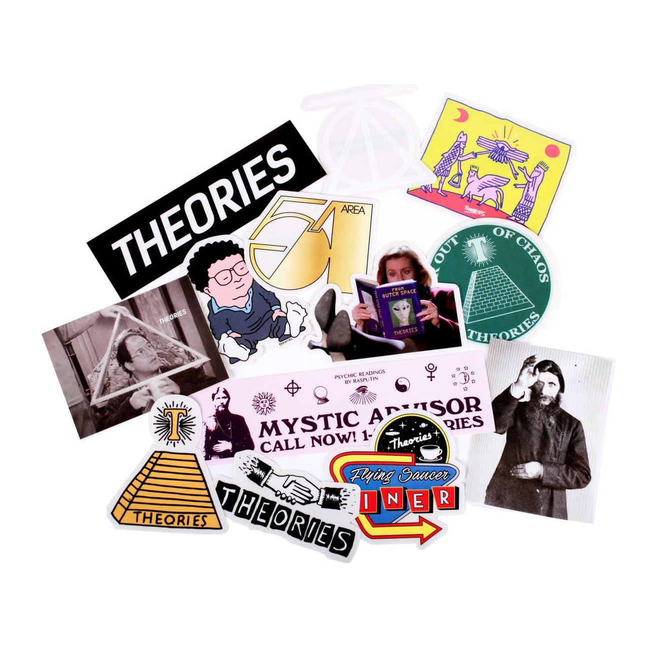 Emblem 12 Pack Theories Brand Skateboard Stickers