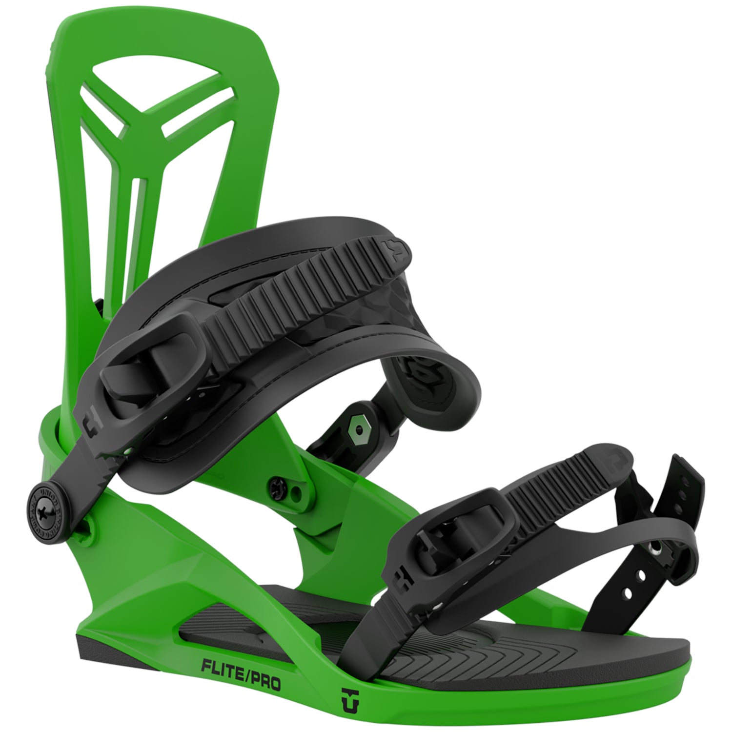 Green 2023 Flite Pro Union Snowboard Bindings Front