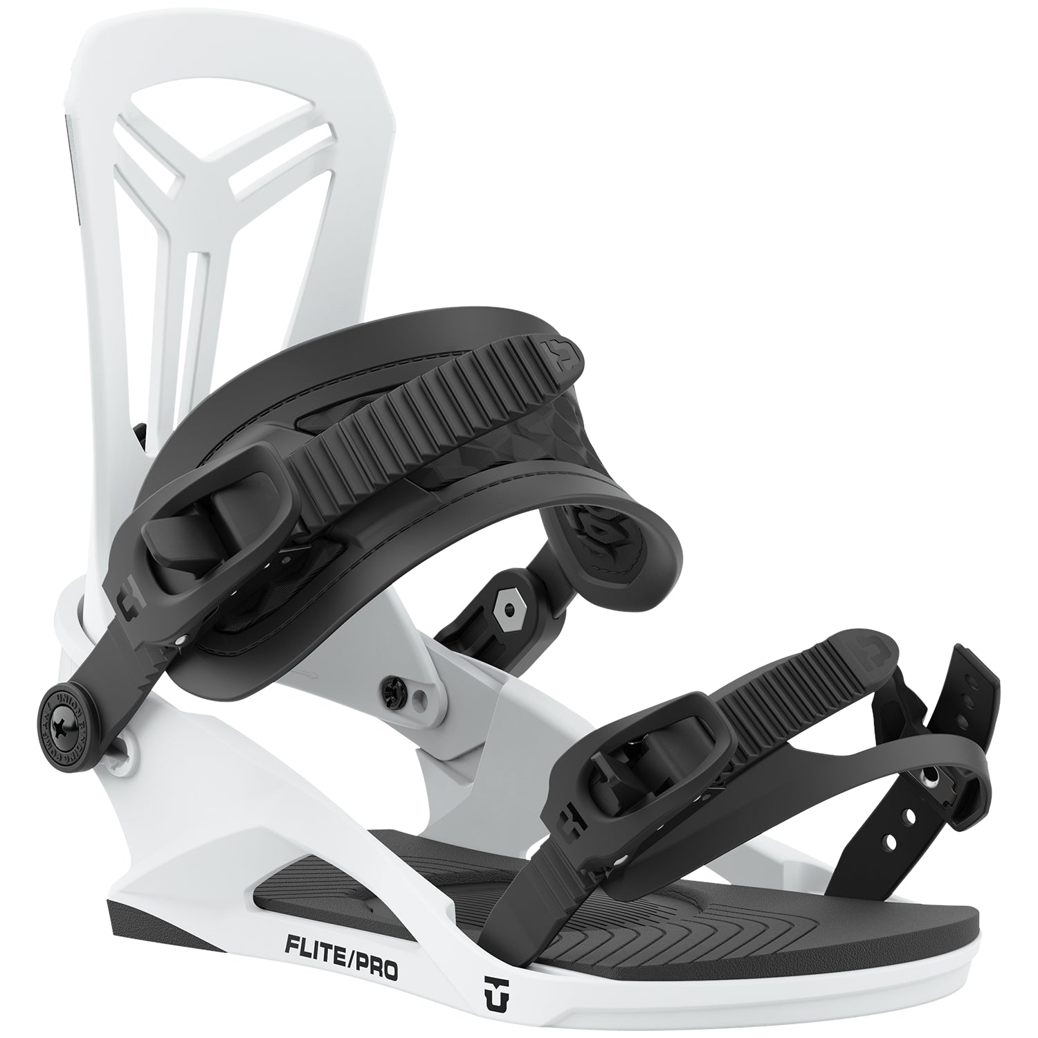 2023 White Union Flite Pro Snowboard Bindings Front