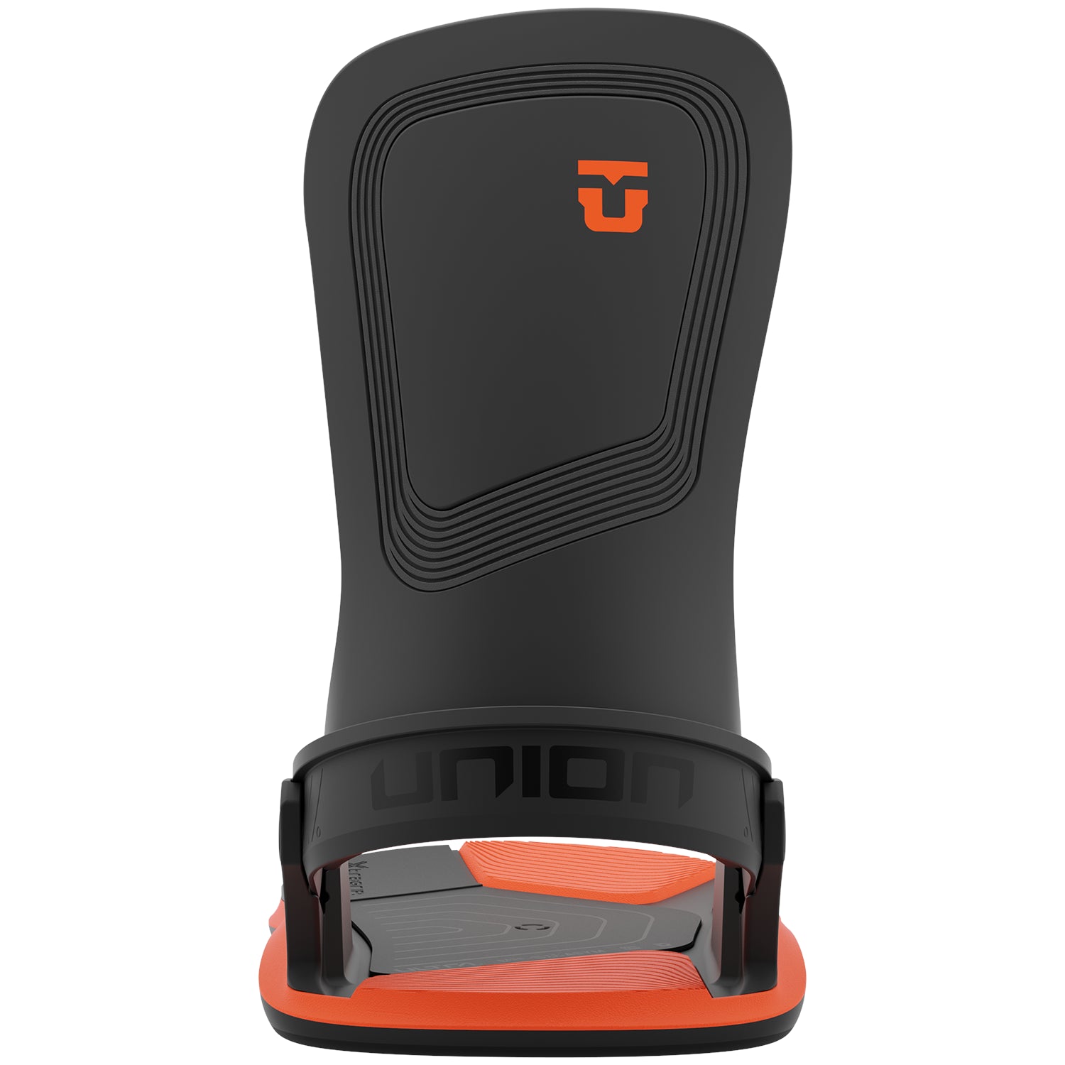 2023 Black/Orange Union Ultra Snowboard Bindings Back