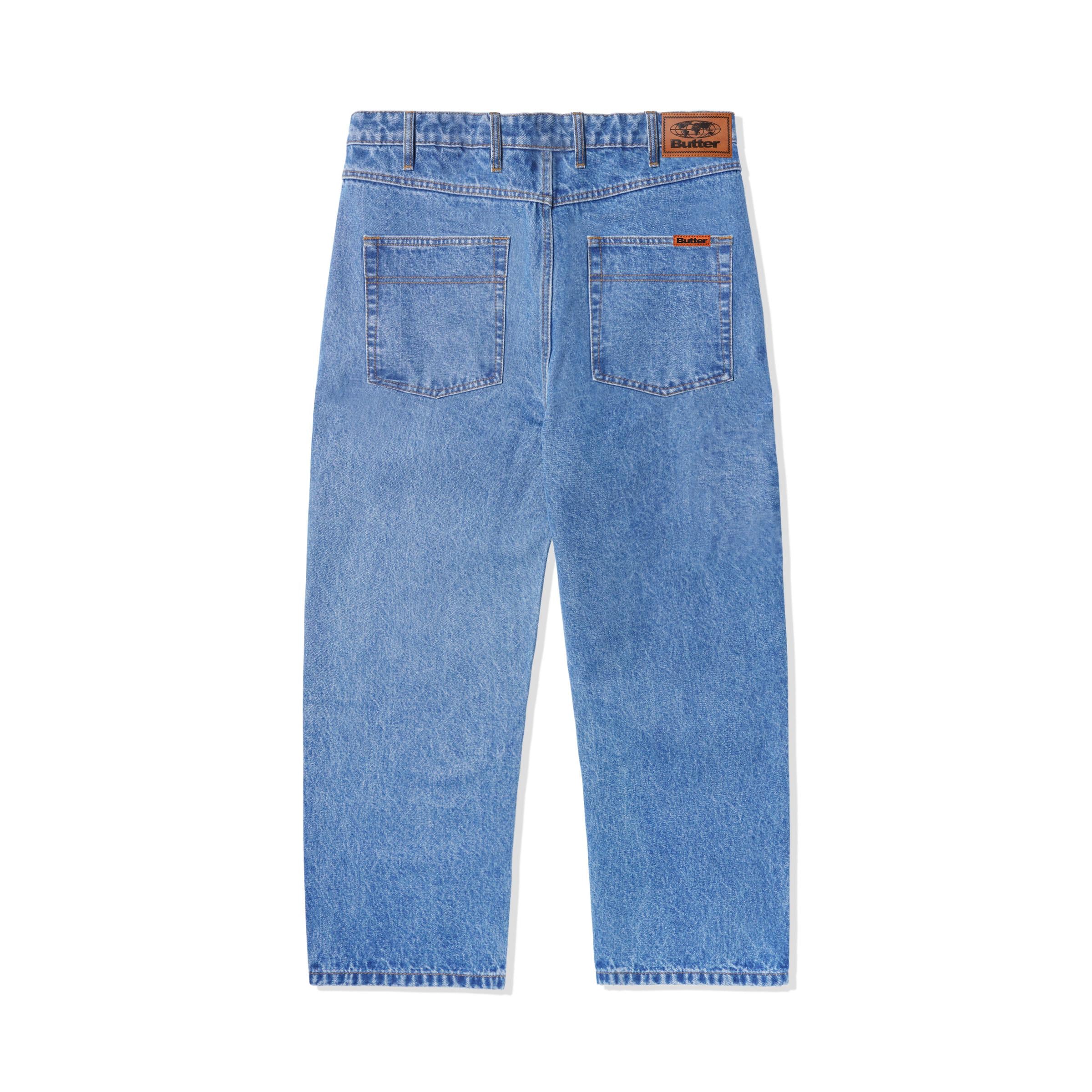 Washed Indigo blue Butter Goods Relaxed skate jeans back