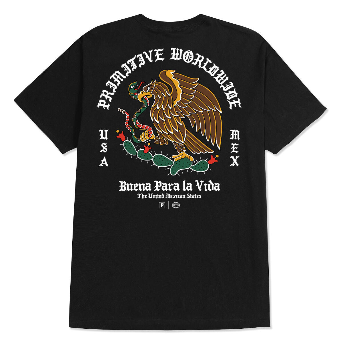 Black Vida Primitive Skate T-Shirt back