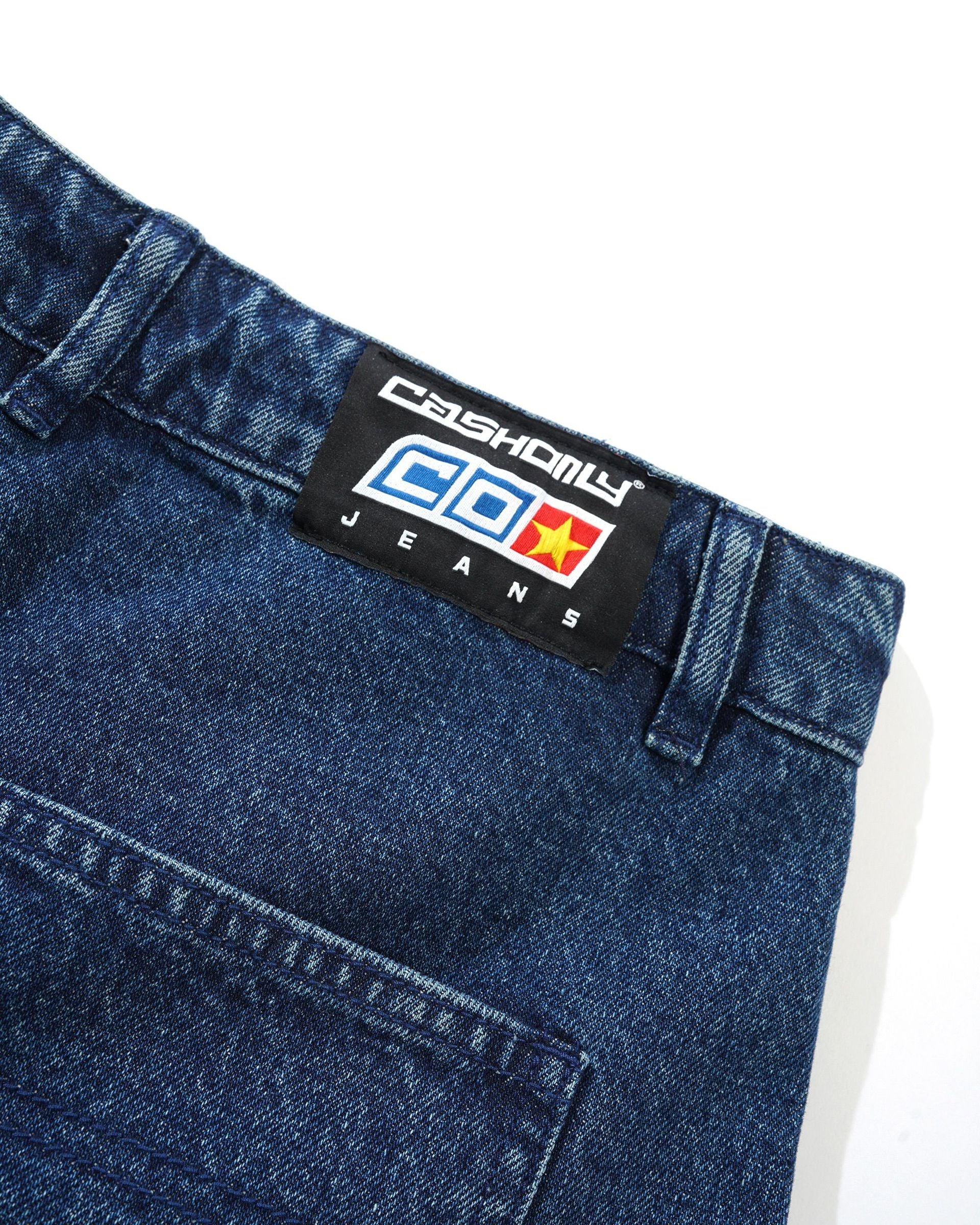 Cash Only Aleka Baggy Denim Jeans - Washed Mid Blue