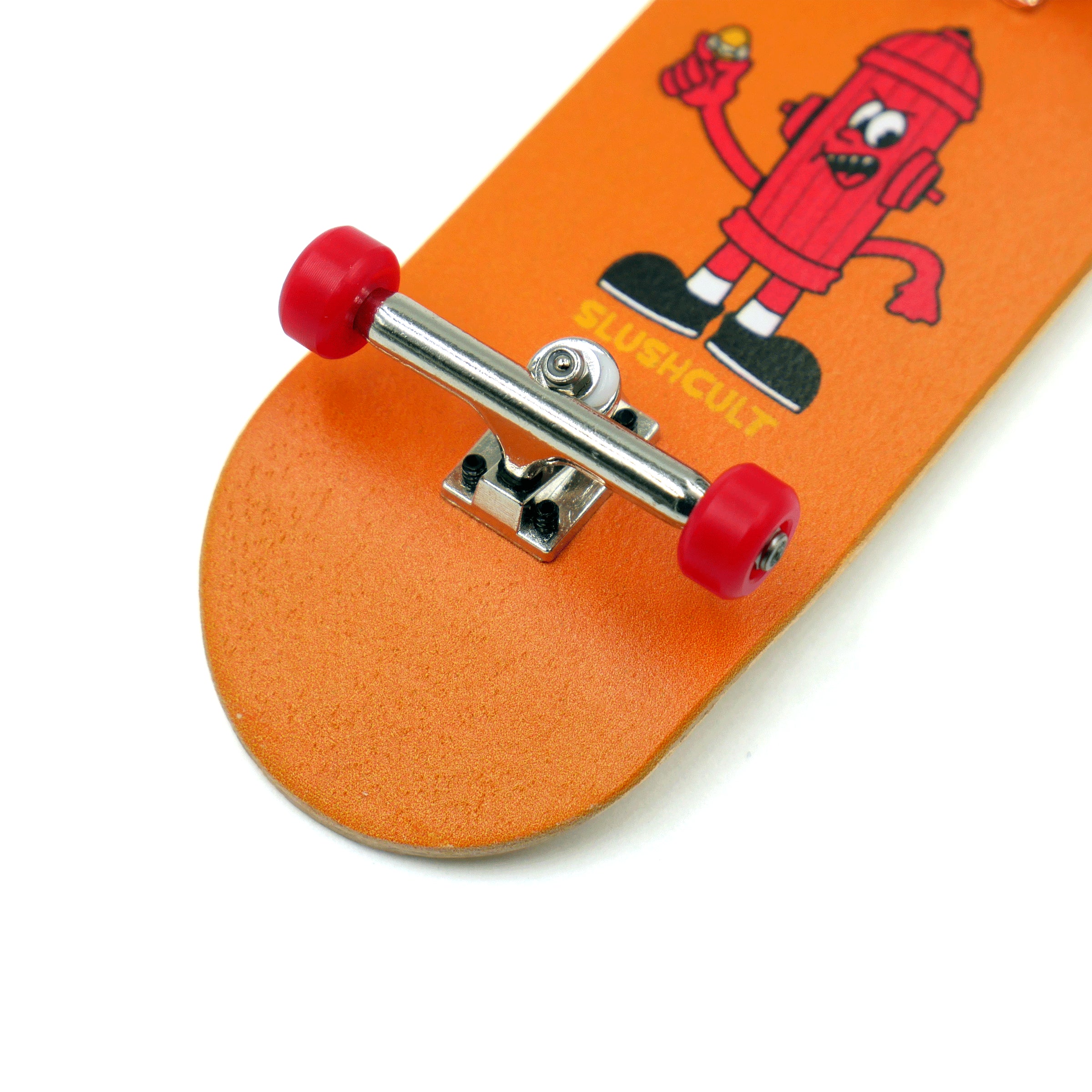 Orange Hydrant Slushcult fingerboard close up