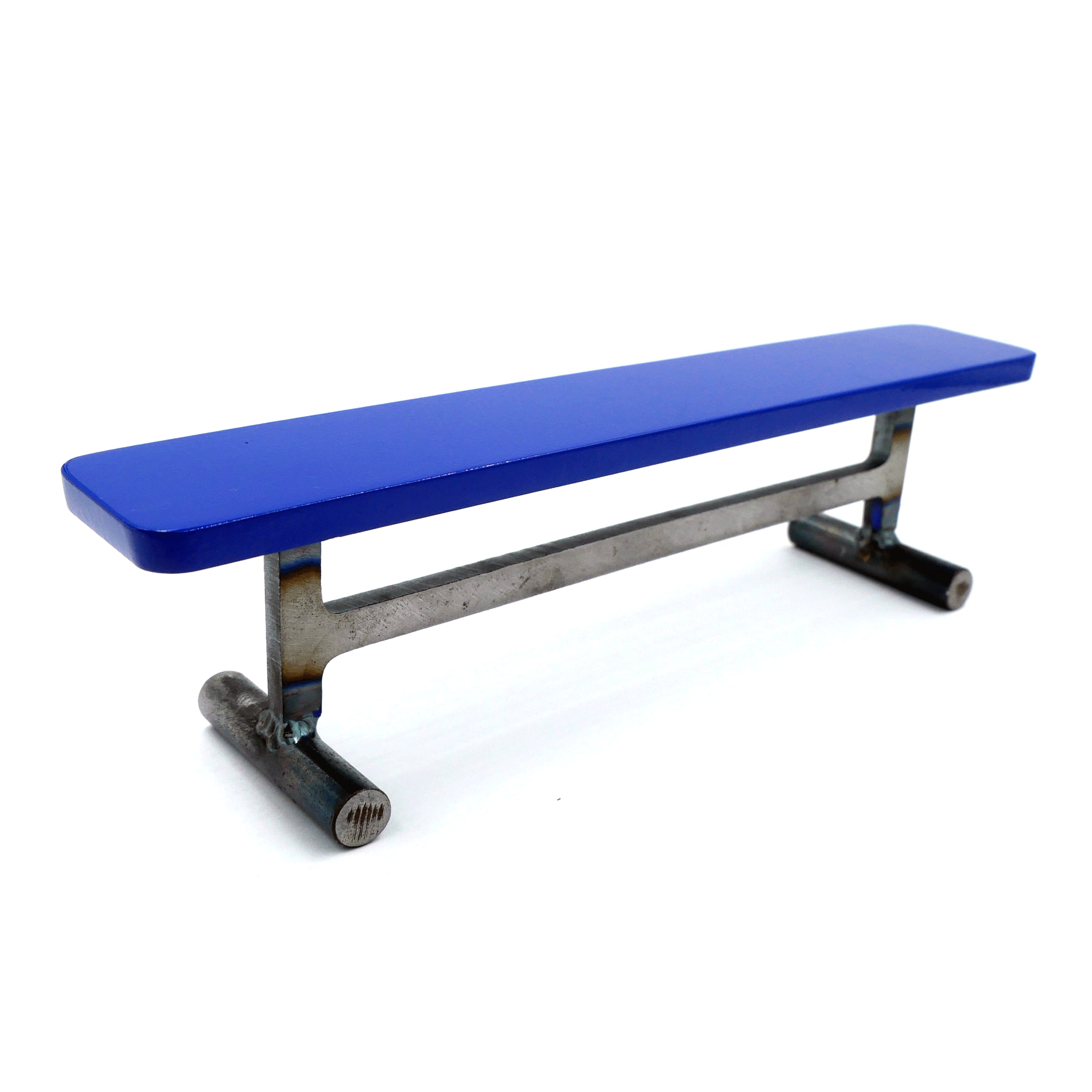 Blue steel Slushcult locker room fingerboard bench