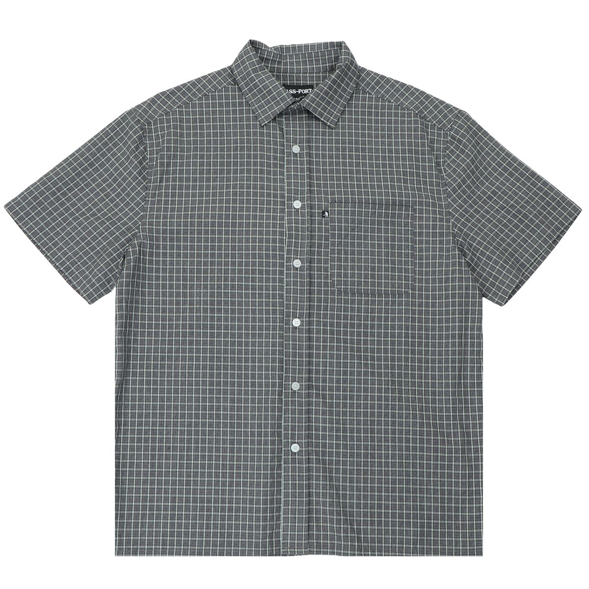 Pass-Port Workers Check Short Sleeve Shirt - Grey