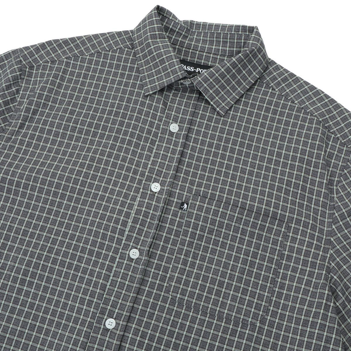 Pass-Port Workers Check Short Sleeve Shirt - Grey
