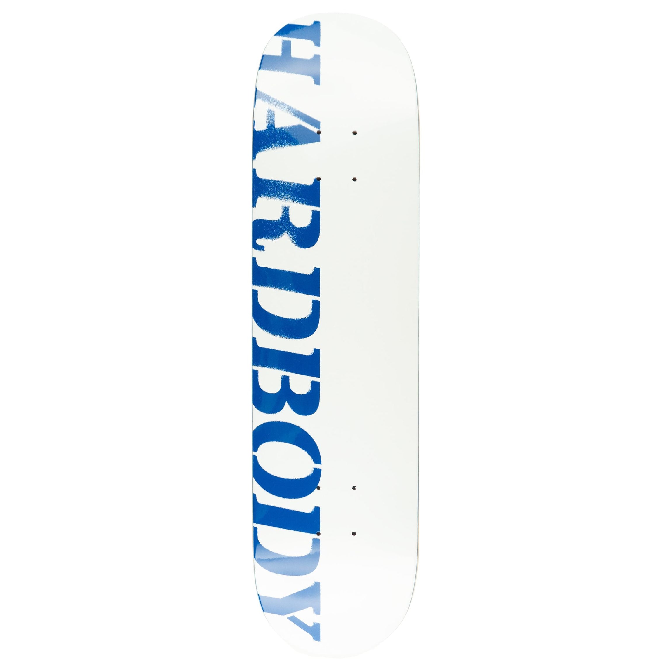 White and Blue Hardbody Stencil skateboard deck