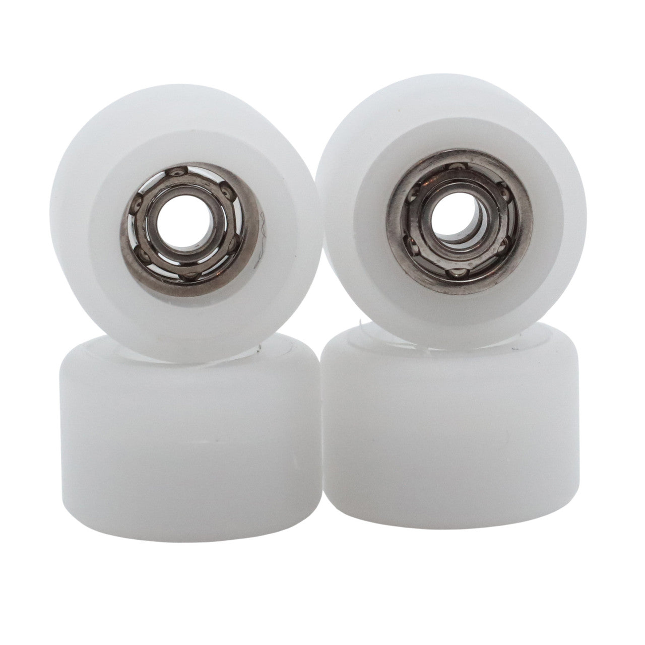 Flatface Dual Durometer V1 Bearing Fingerboard Wheels - White/White
