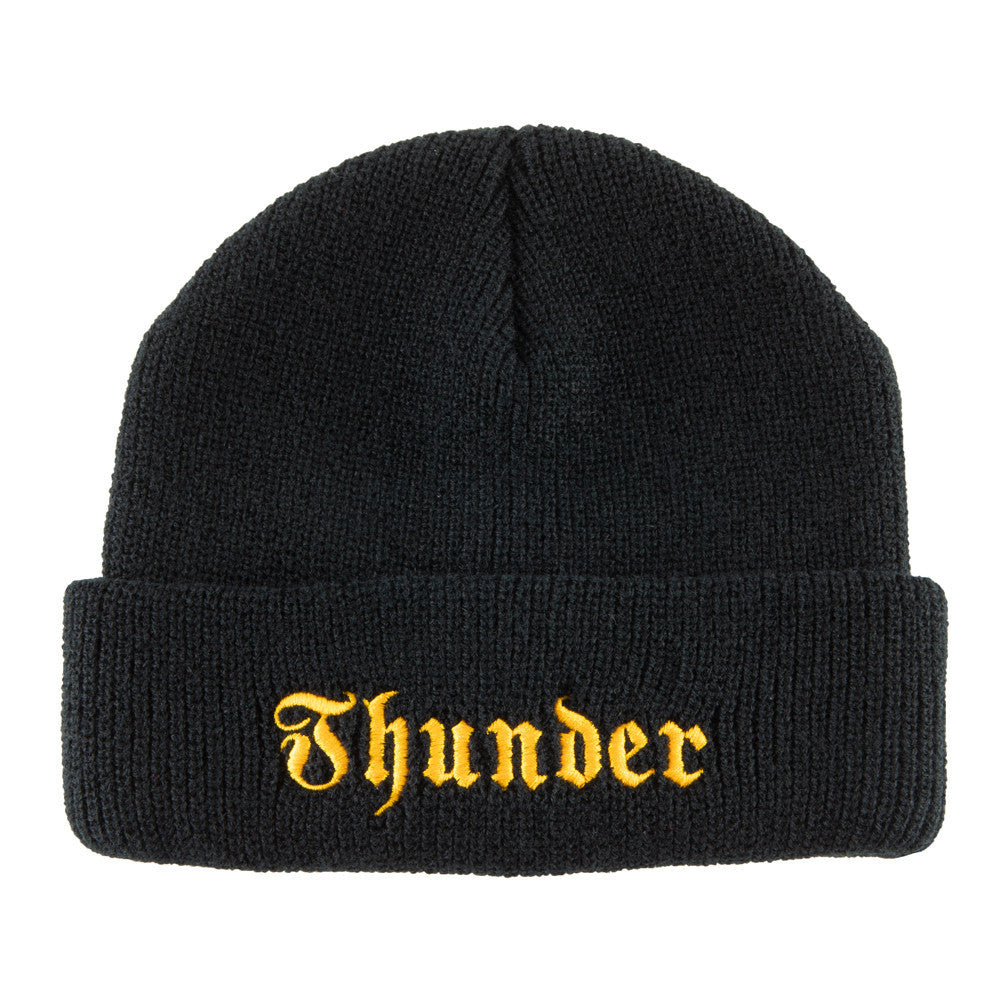 Thunder Embroidered Evil Cuff Beanie