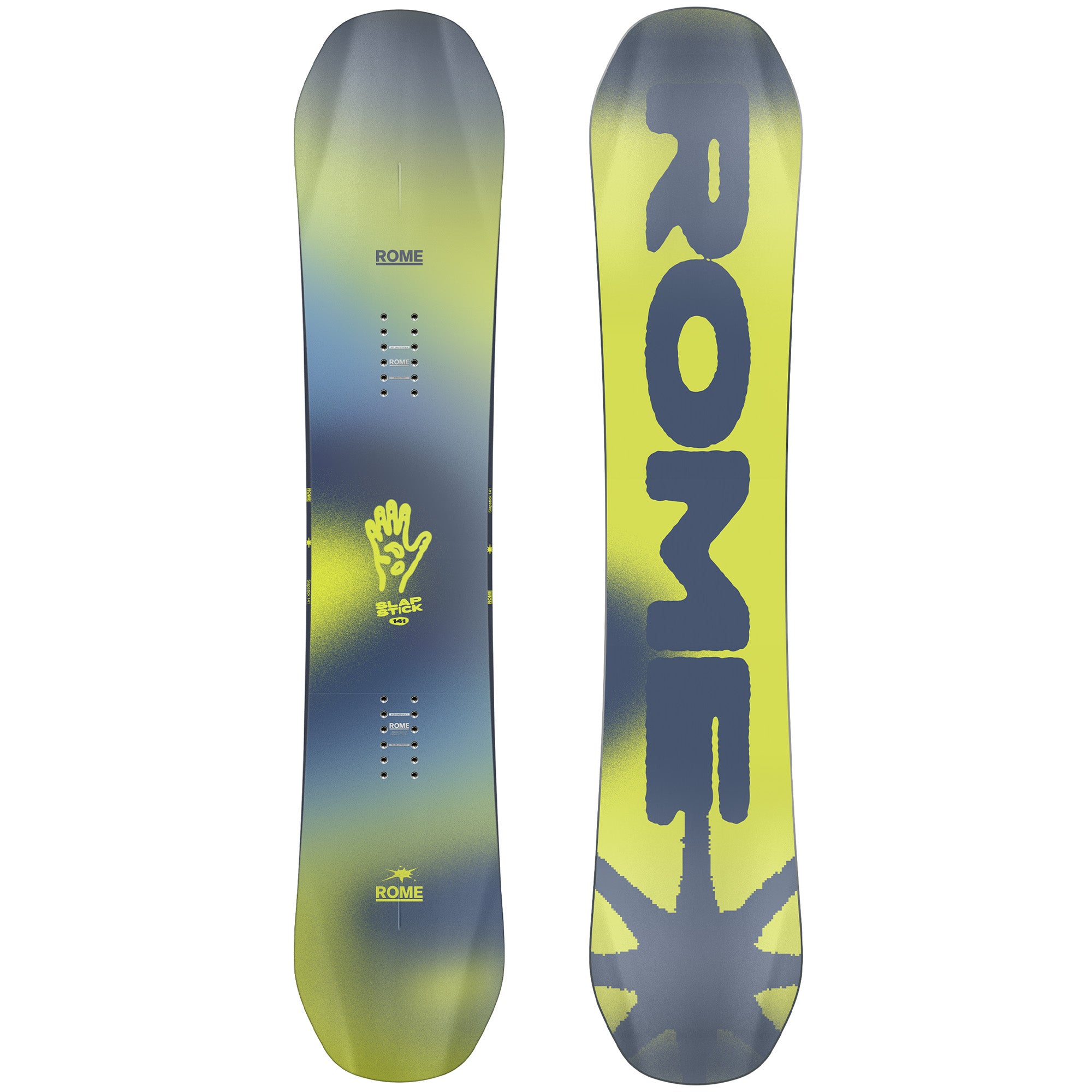 2026 Rome Slapstick youth snowboard with blue and yellow graphic
