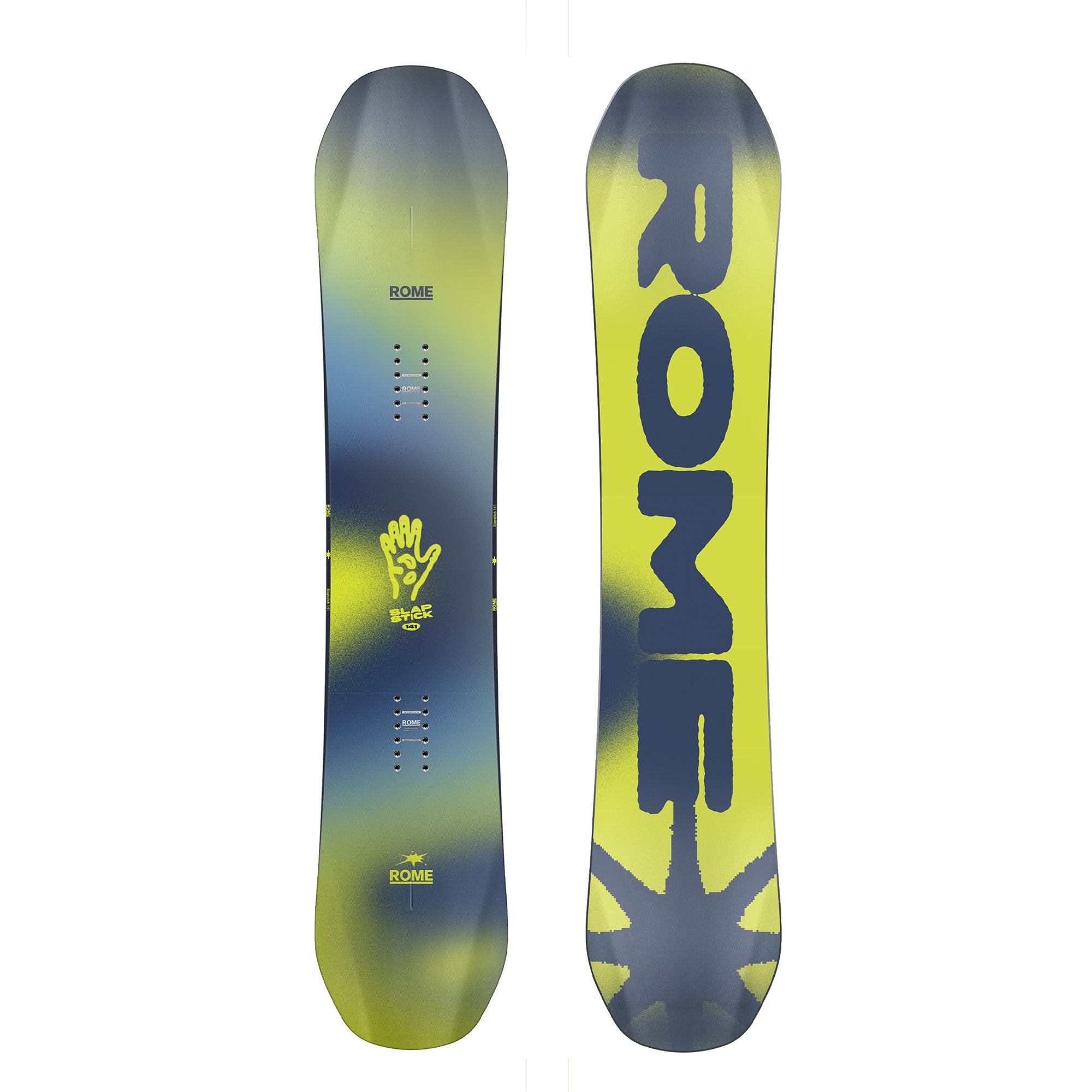 2026 Rome Slapstick youth snowboard with blue and yellow graphic