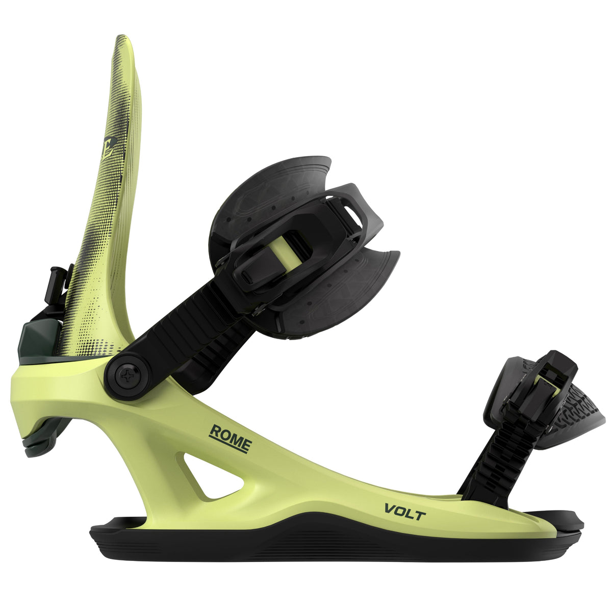 2027 acid green Volt Fase snowboard binding side view