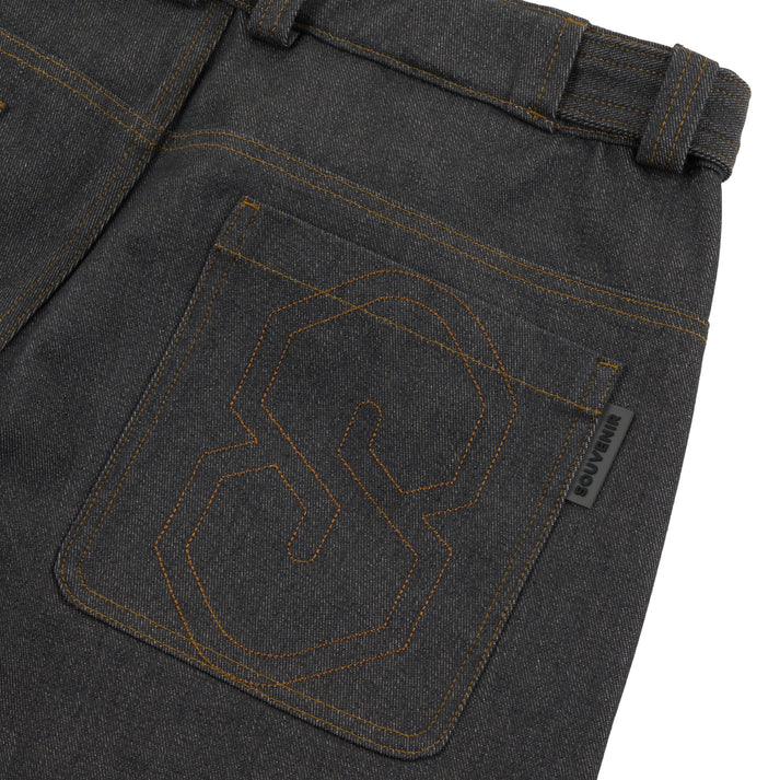 Faded Grey 3 Ply Denim Souvenir Snow Pants Detail
