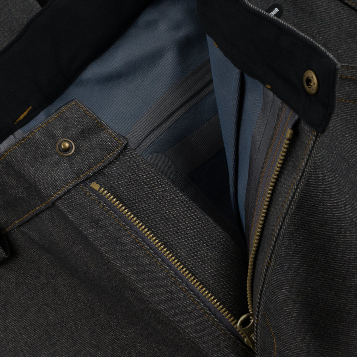 Faded Grey 3 Ply Denim Souvenir Snow Pants Detail