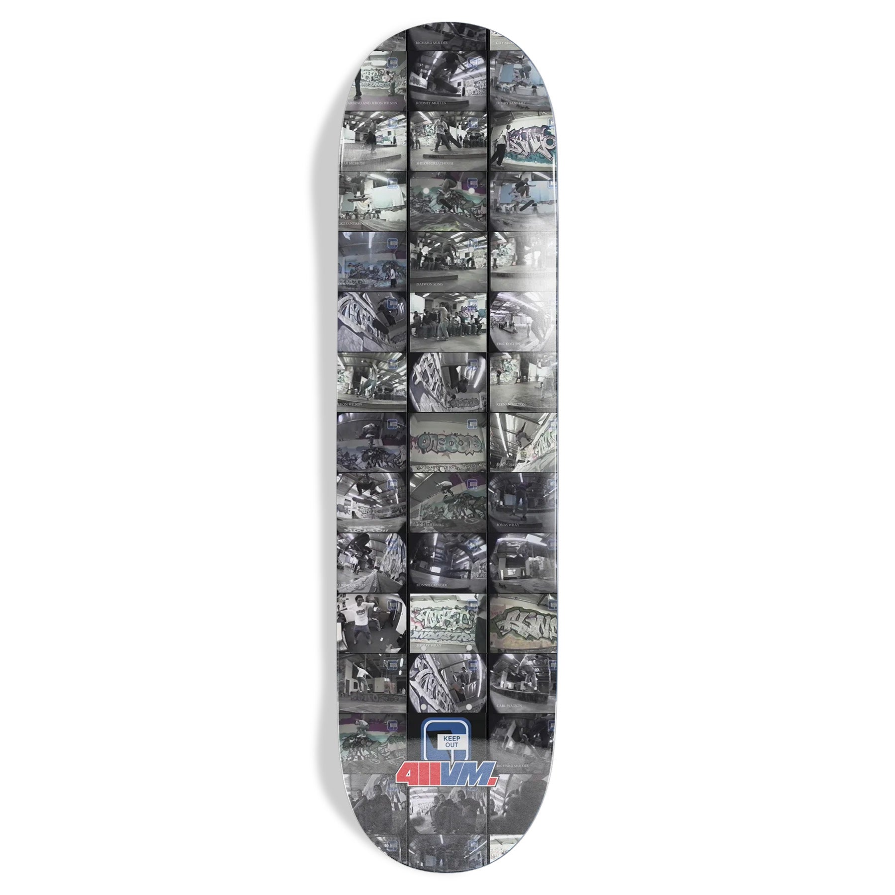 411VM private Property skateboard deck with video frames all over