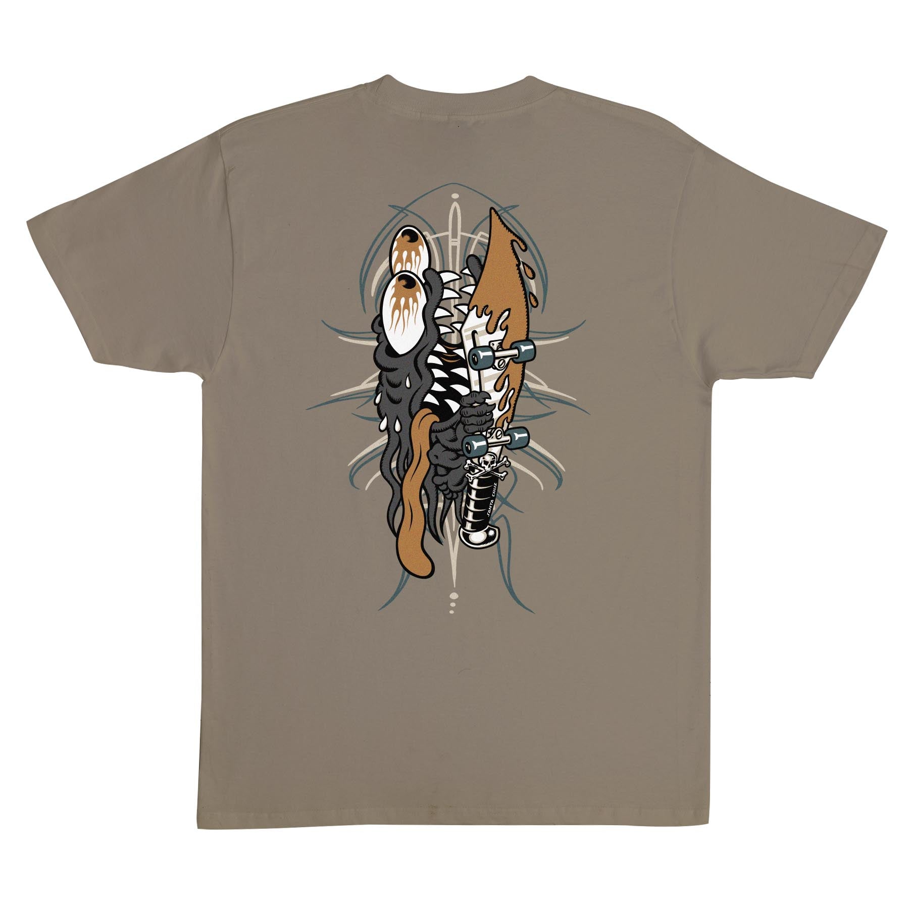 santa cruz meek pinstripe slasher tee brown back