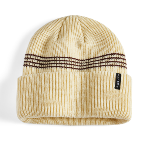 Natural/Burgundy Mini Stripe Autumn Beanie