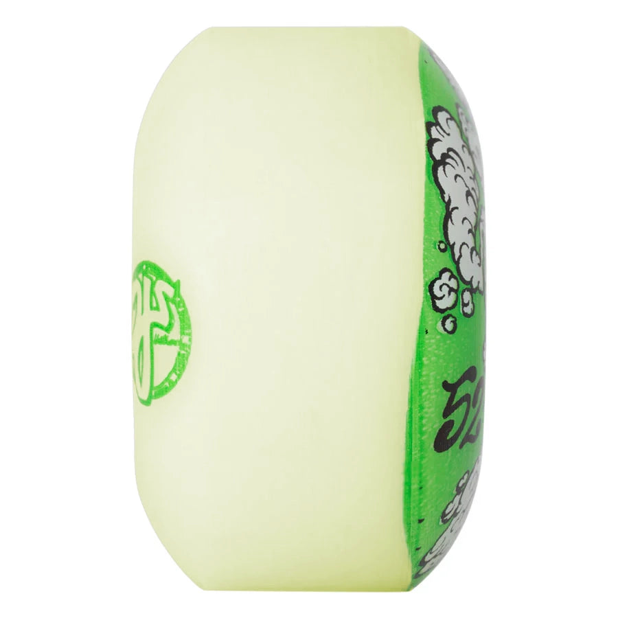 Green and off white OJ Enzo Skateboard Wheels side view
