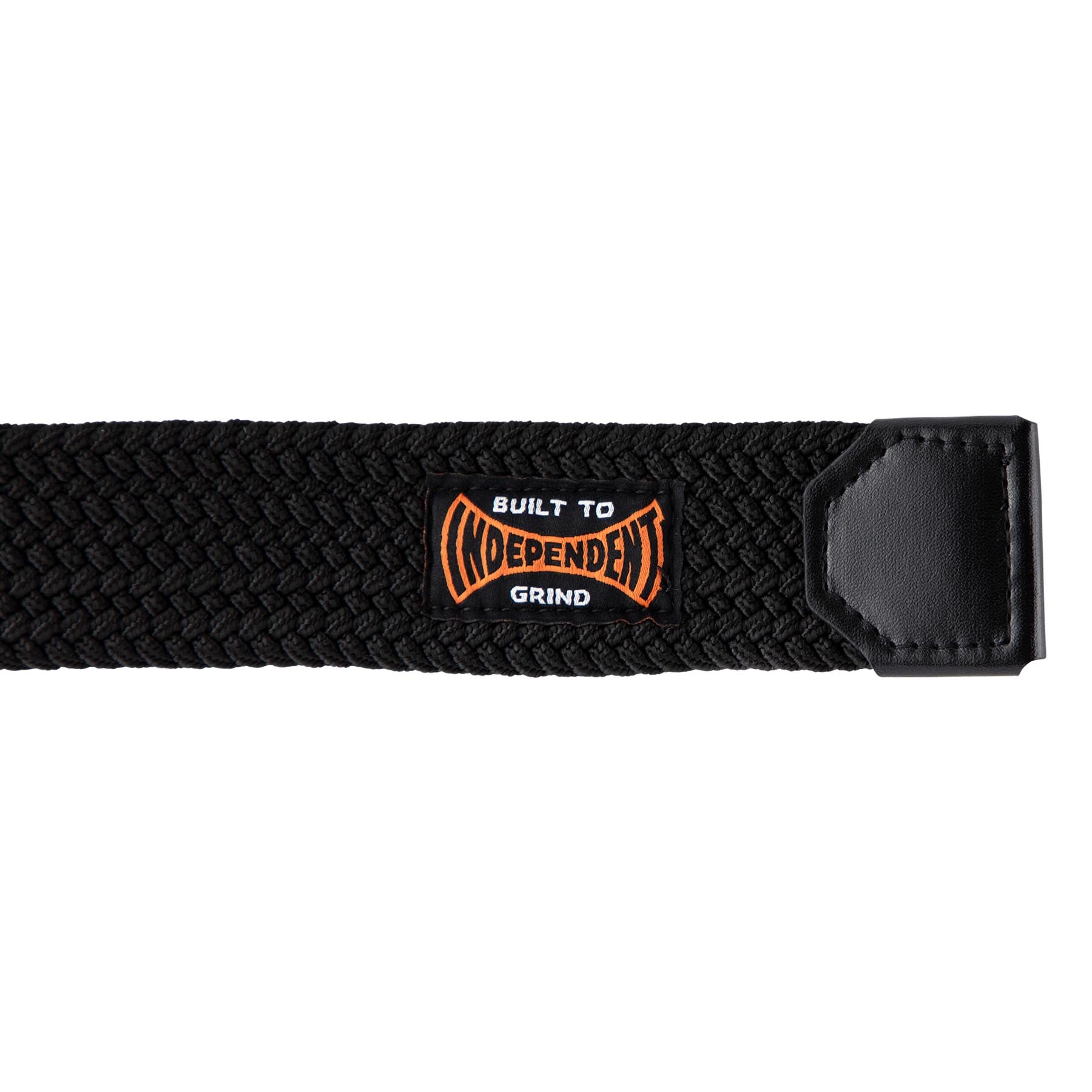 Black Independent belt with logo label
