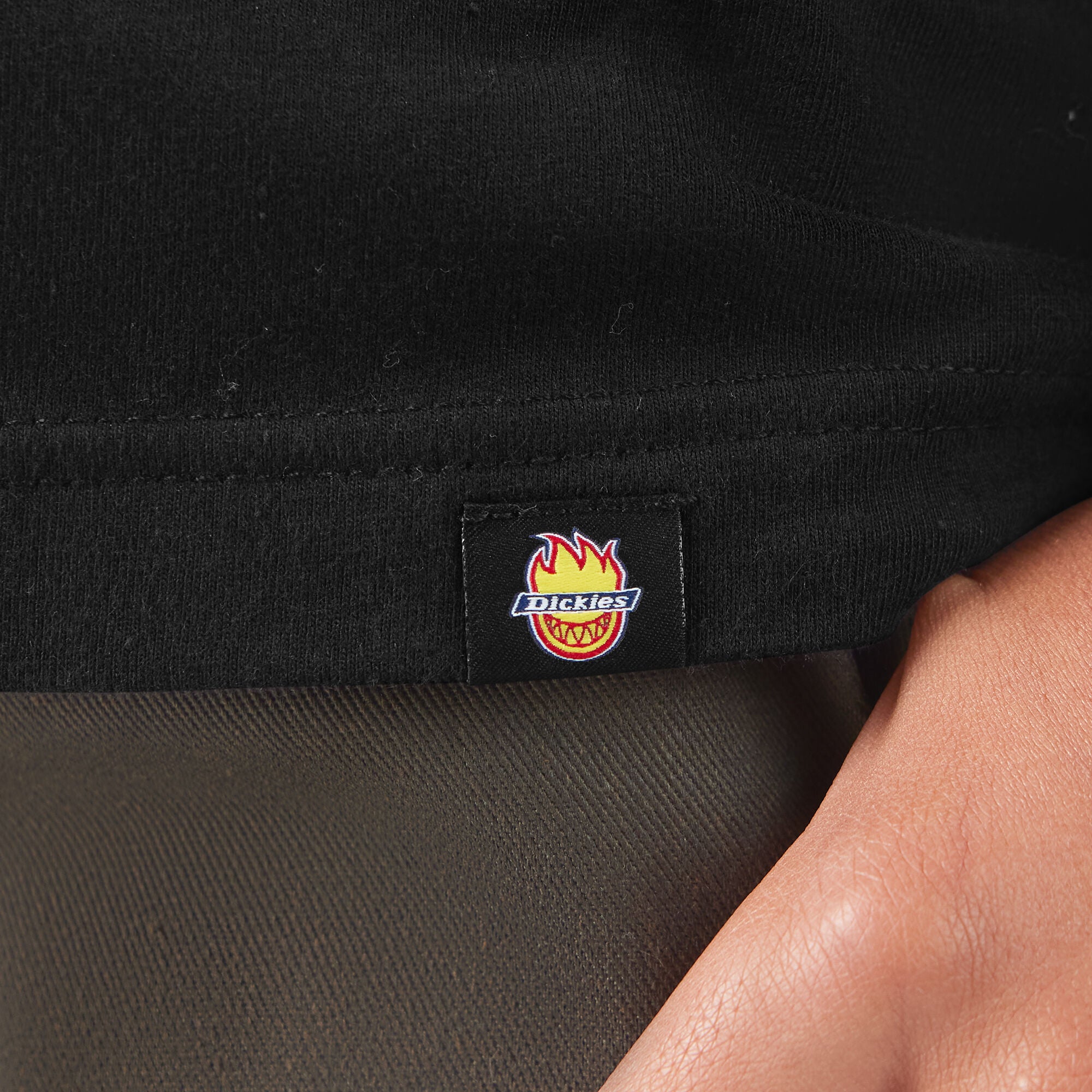 Black Spitfire X Dickies Skateboard Tee Tag