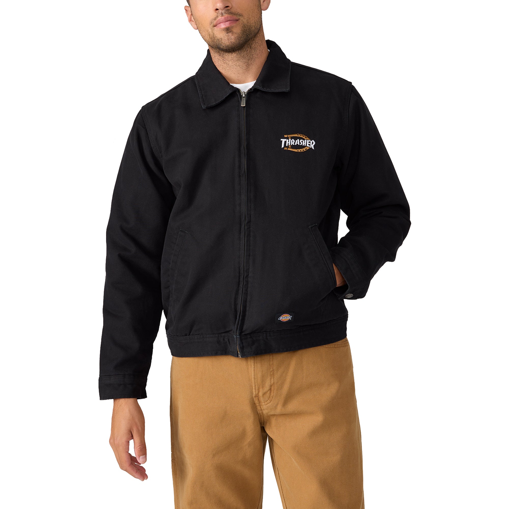 Black Thrasher X Dickies Work Jacket with Thasher and Dickies logo