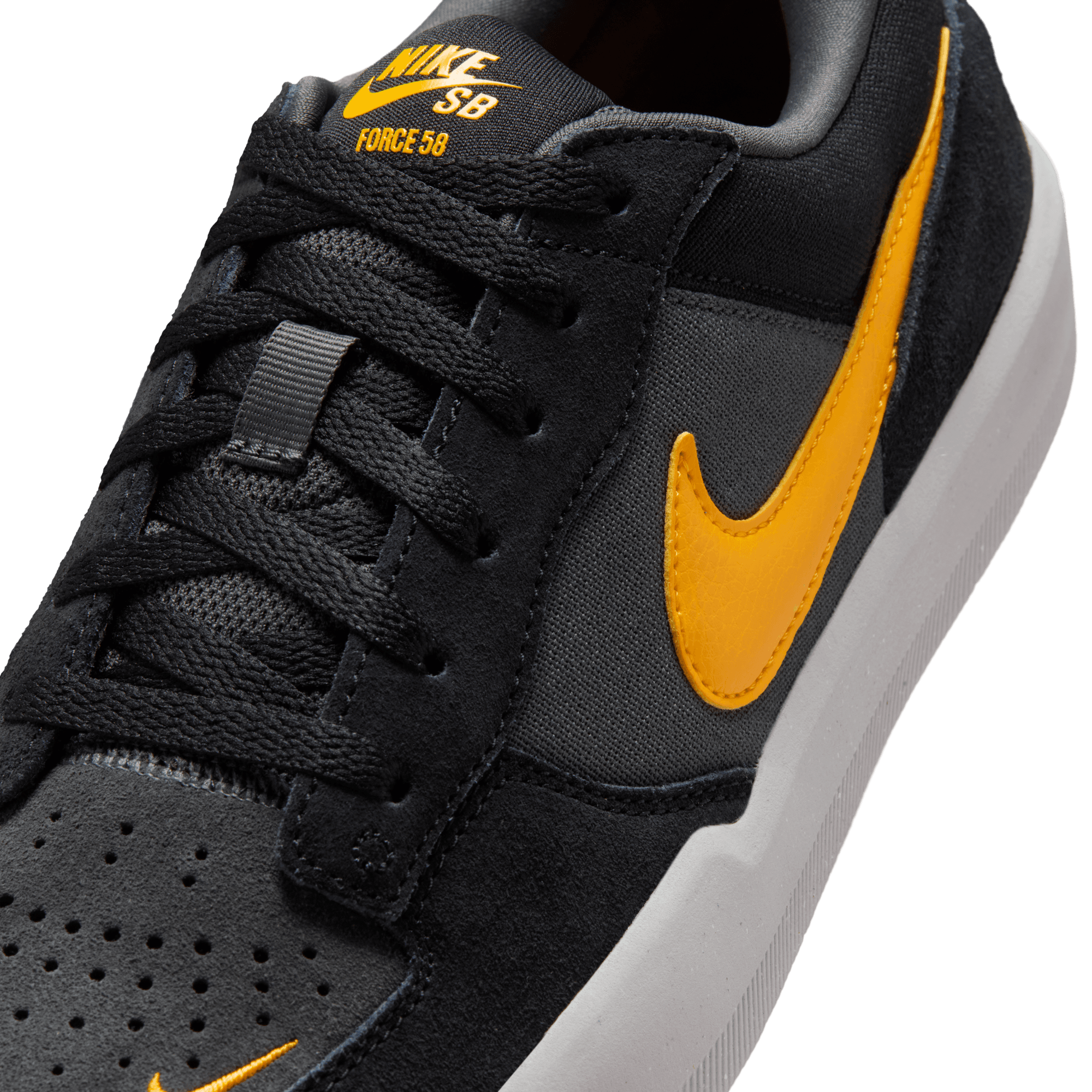 Black/Gold Force 58 Nike SB Skate Shoe Detail