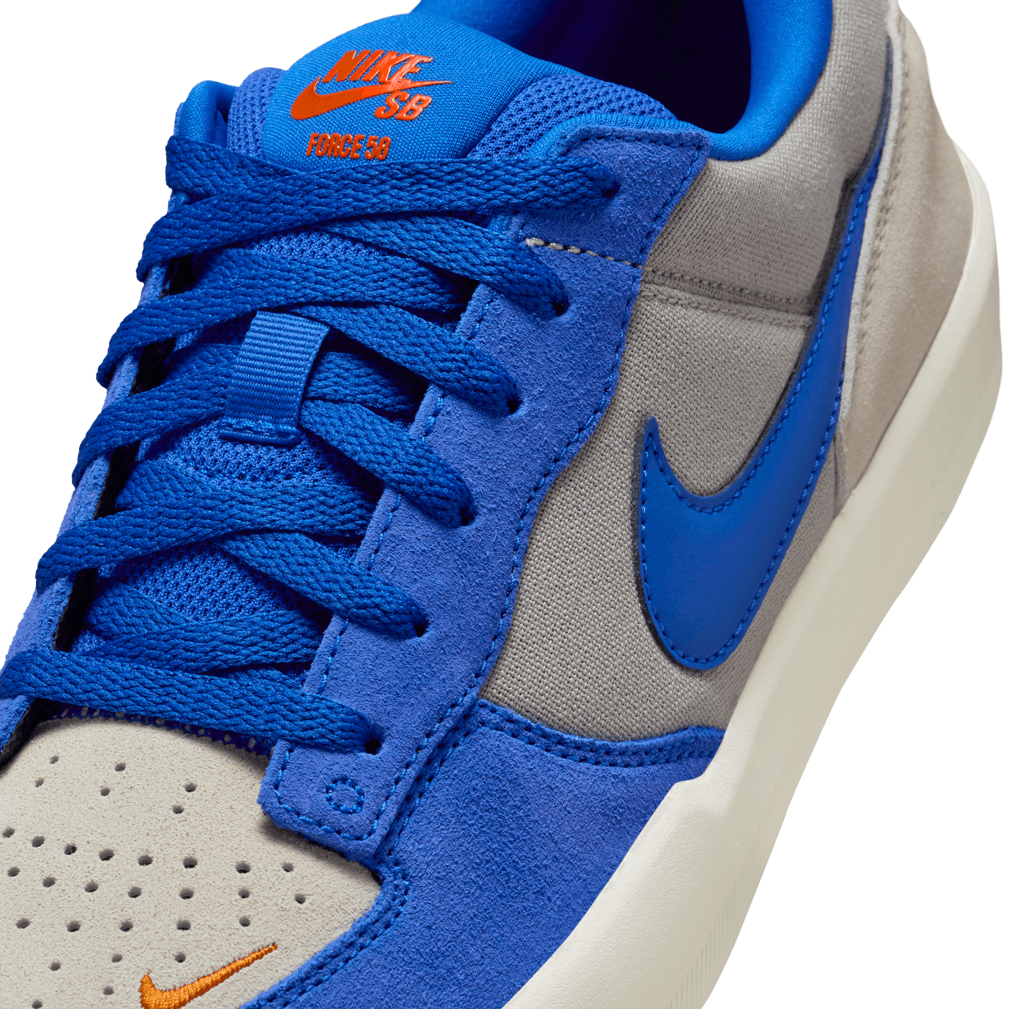 College Grey/Racer Blue Force 58 Nike SB Skate Shoe Detail
