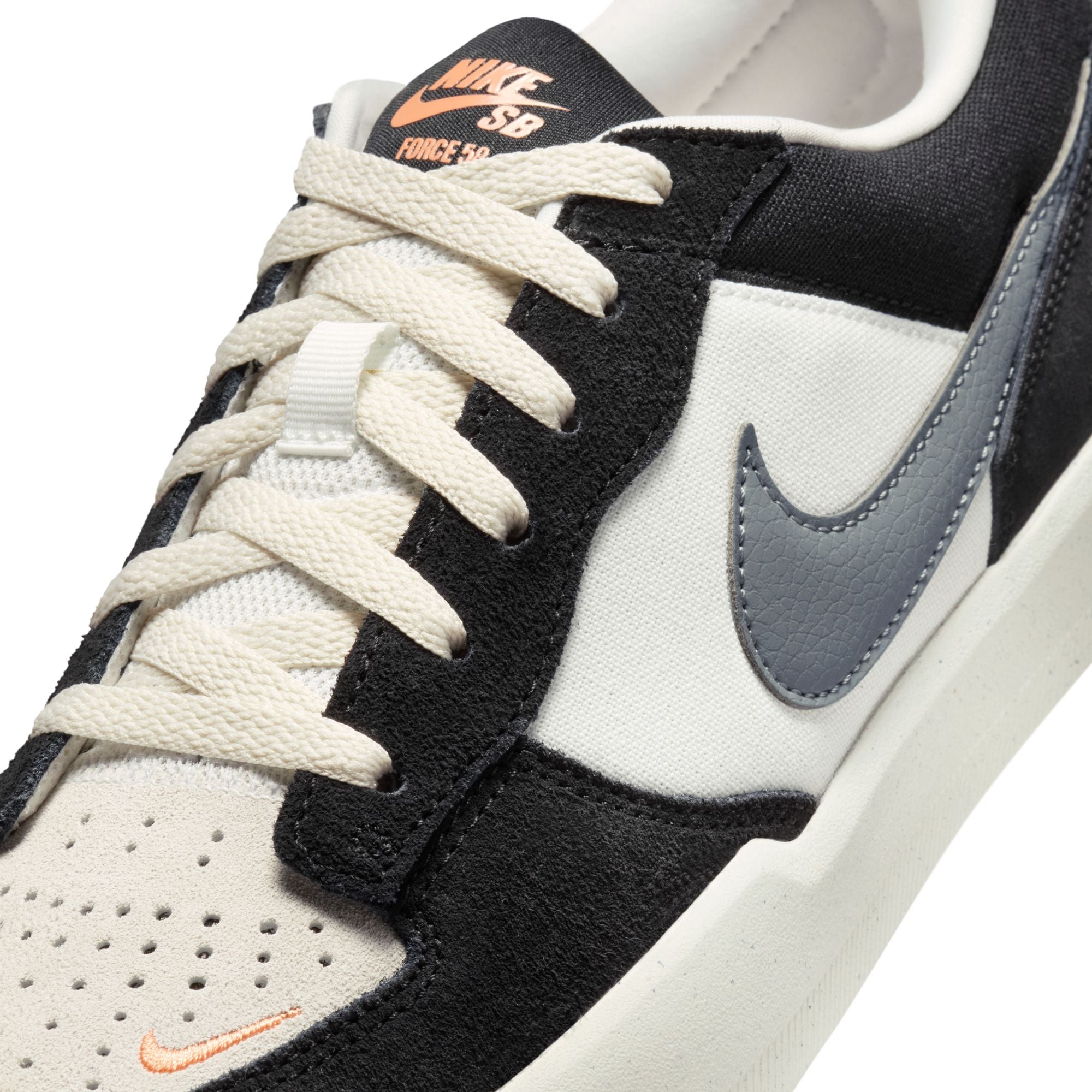 Black/White Force 58 Nike SB Skate Shoe Detail