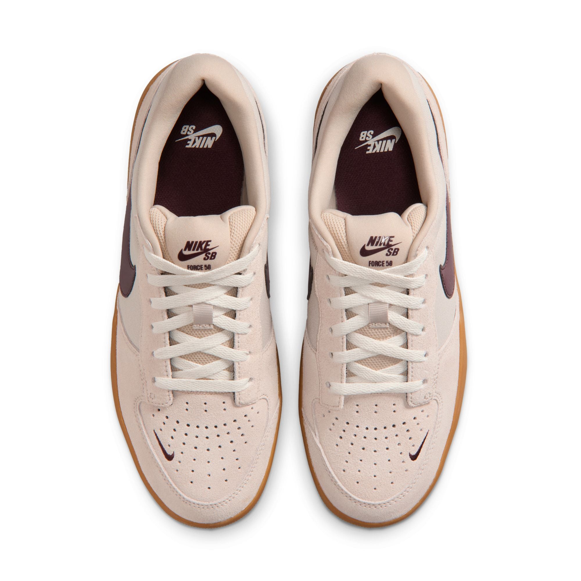 Nike SB Force 58 Skateboard Shoe - Cream/Burgundy Crush-Gum Light Brow