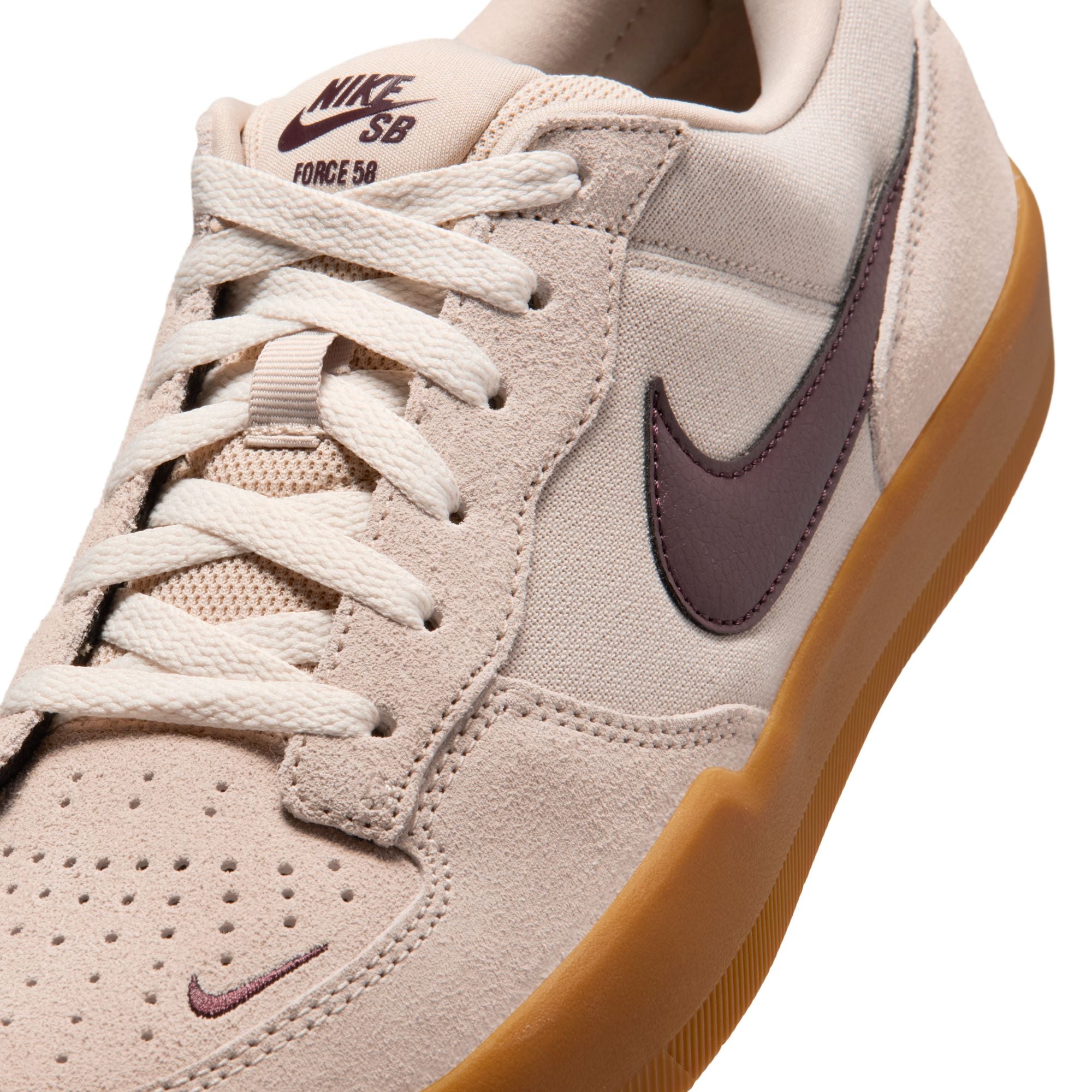 Nike SB Force 58 Skateboard Shoe - Cream/Burgundy Crush-Gum Light Brow