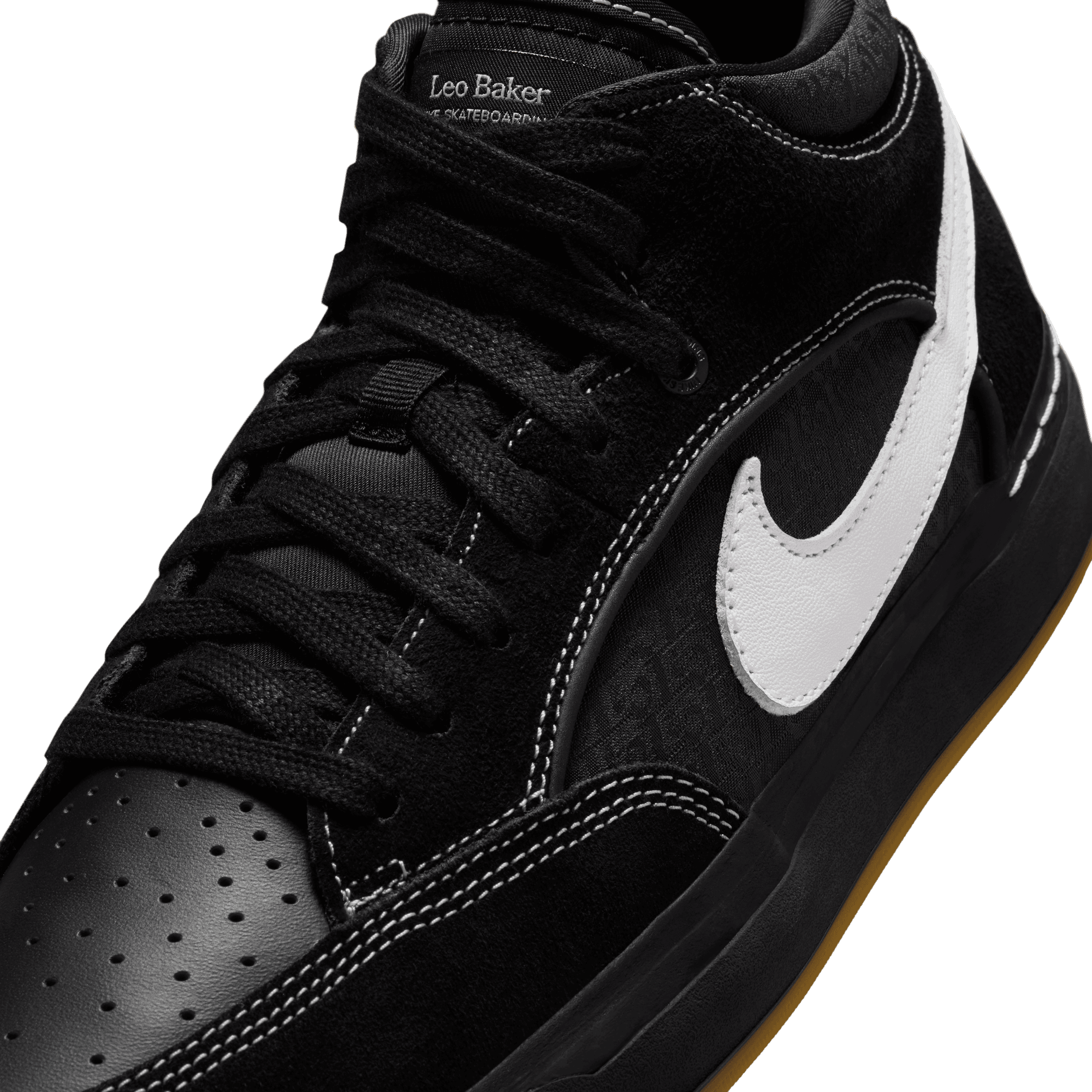 Black/Gum Leo Baker Nike SB Skate Shoe Detail