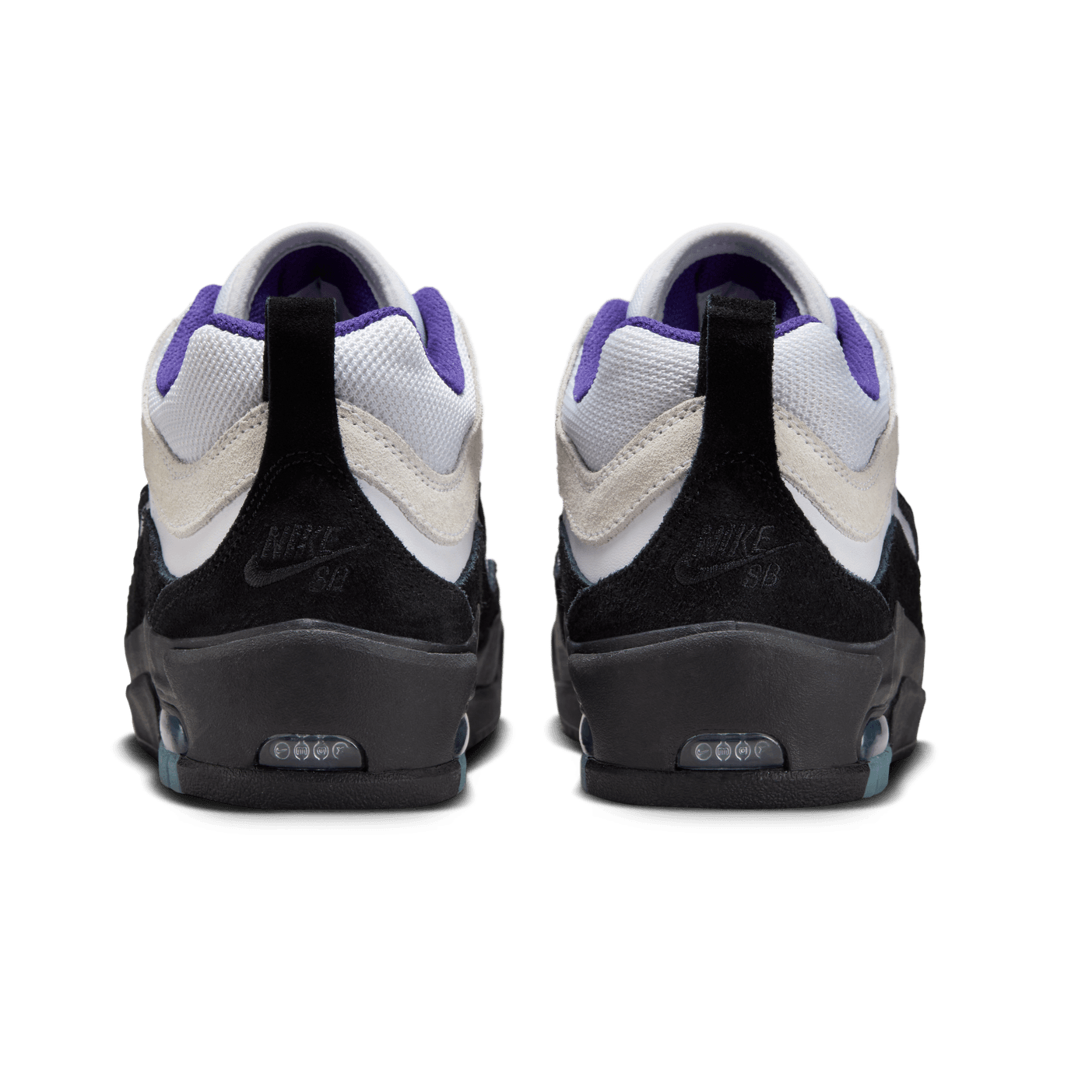White/Black/Purple Wair Max 2 Nike SB Skate Shoe Back