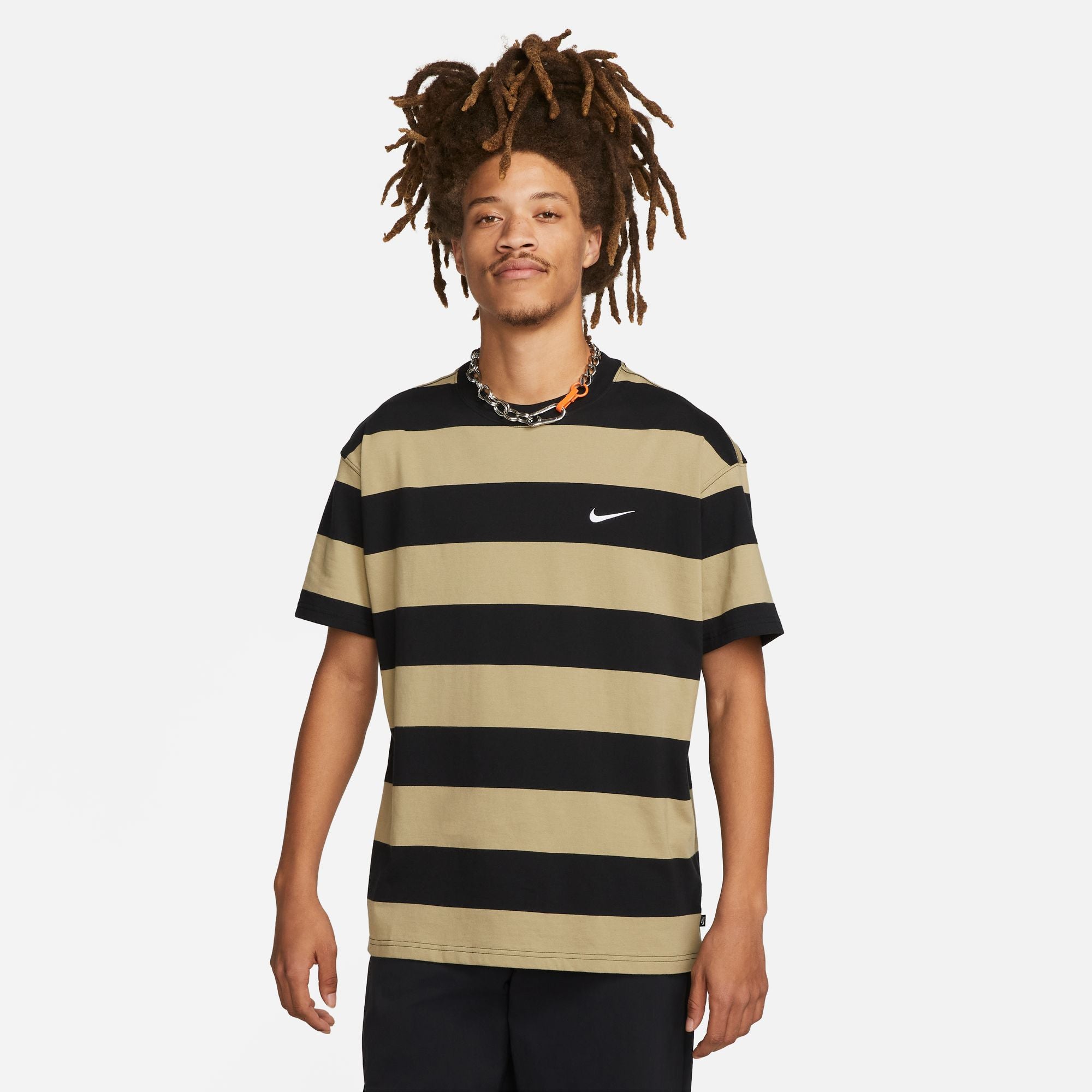 Neutral Olive Striped Nike SB T-Shirt
