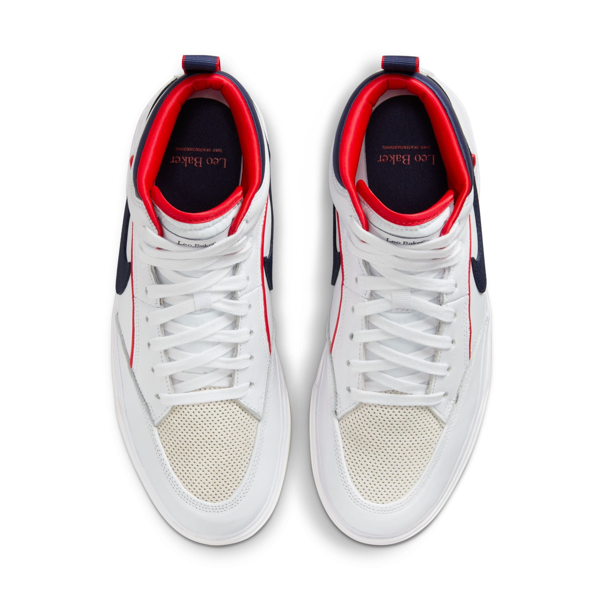 White/Navy Leo Baker Premium React Nike SB Skate Shoe Top