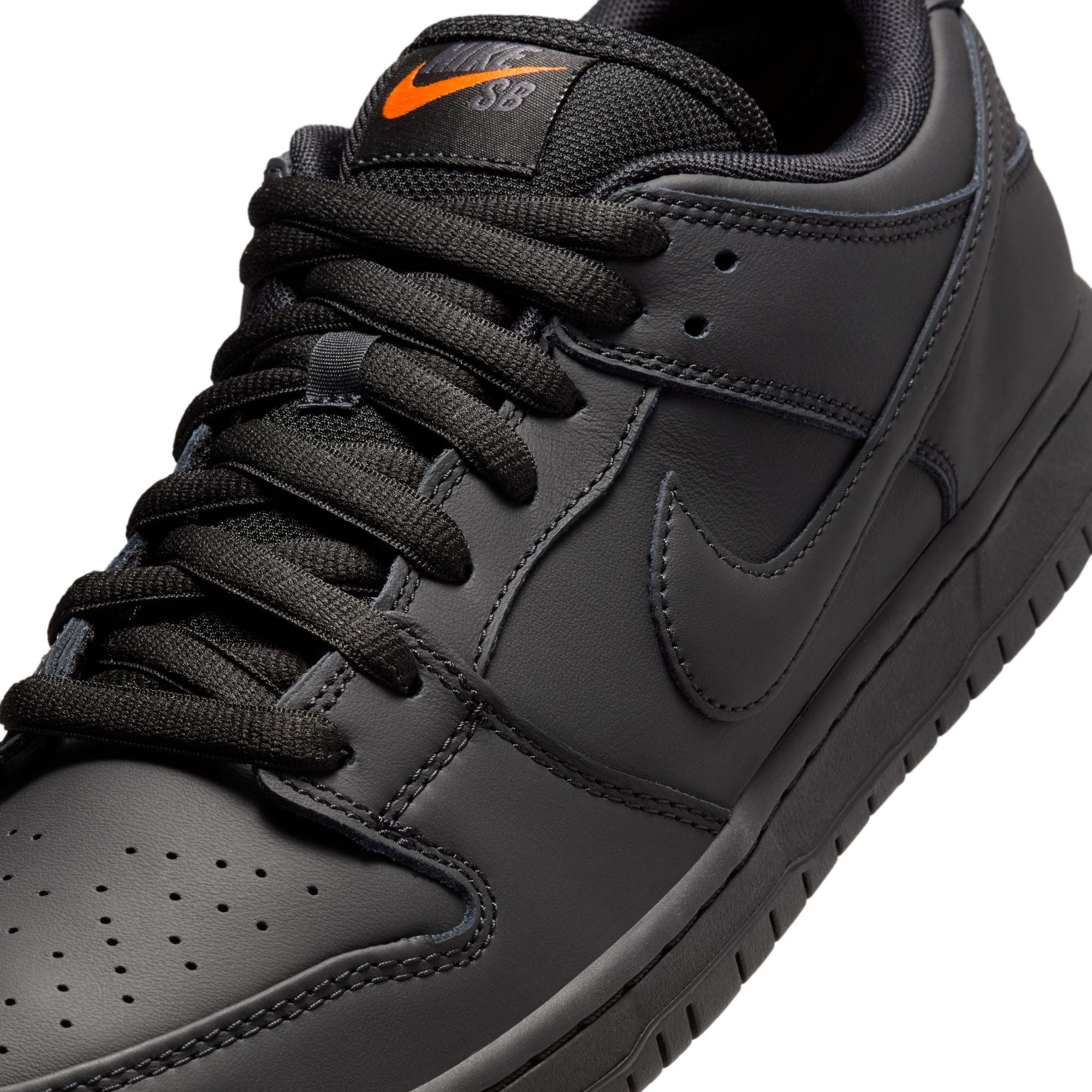 Triple Black Nike SB Dunk Low Pro Skate Shoe detail