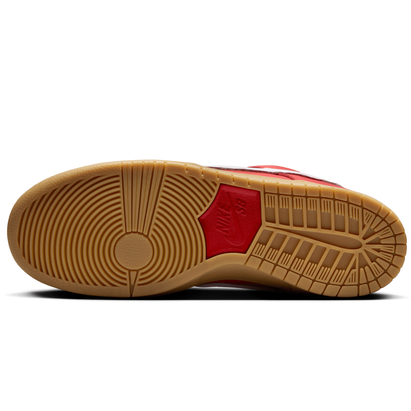 Red/Gum Orange Label Dunk Low Pro Nike SB Skate Shoe Bottom