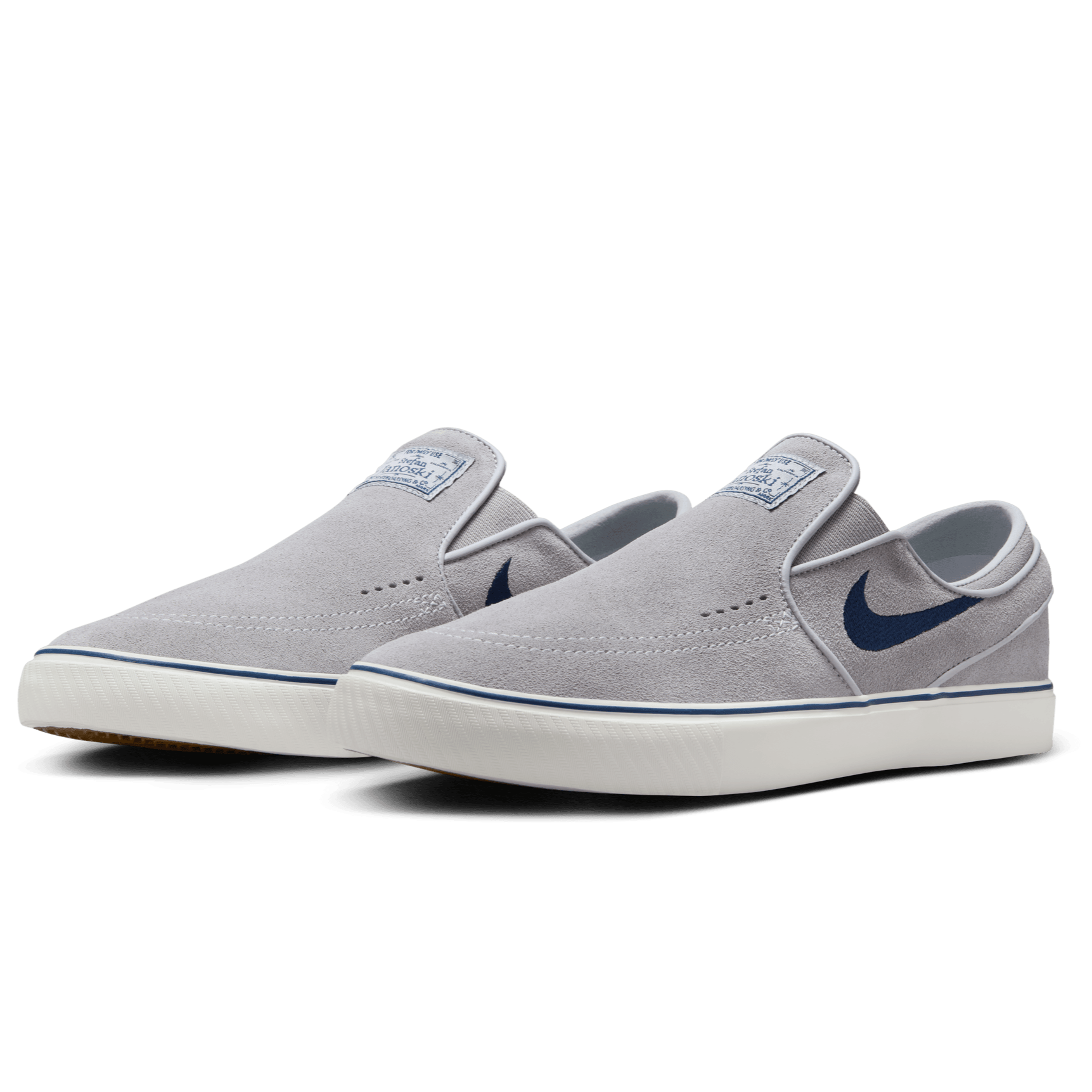 Wolf Grey Janoski+ Nike SB Slip On Skate Shoe Front