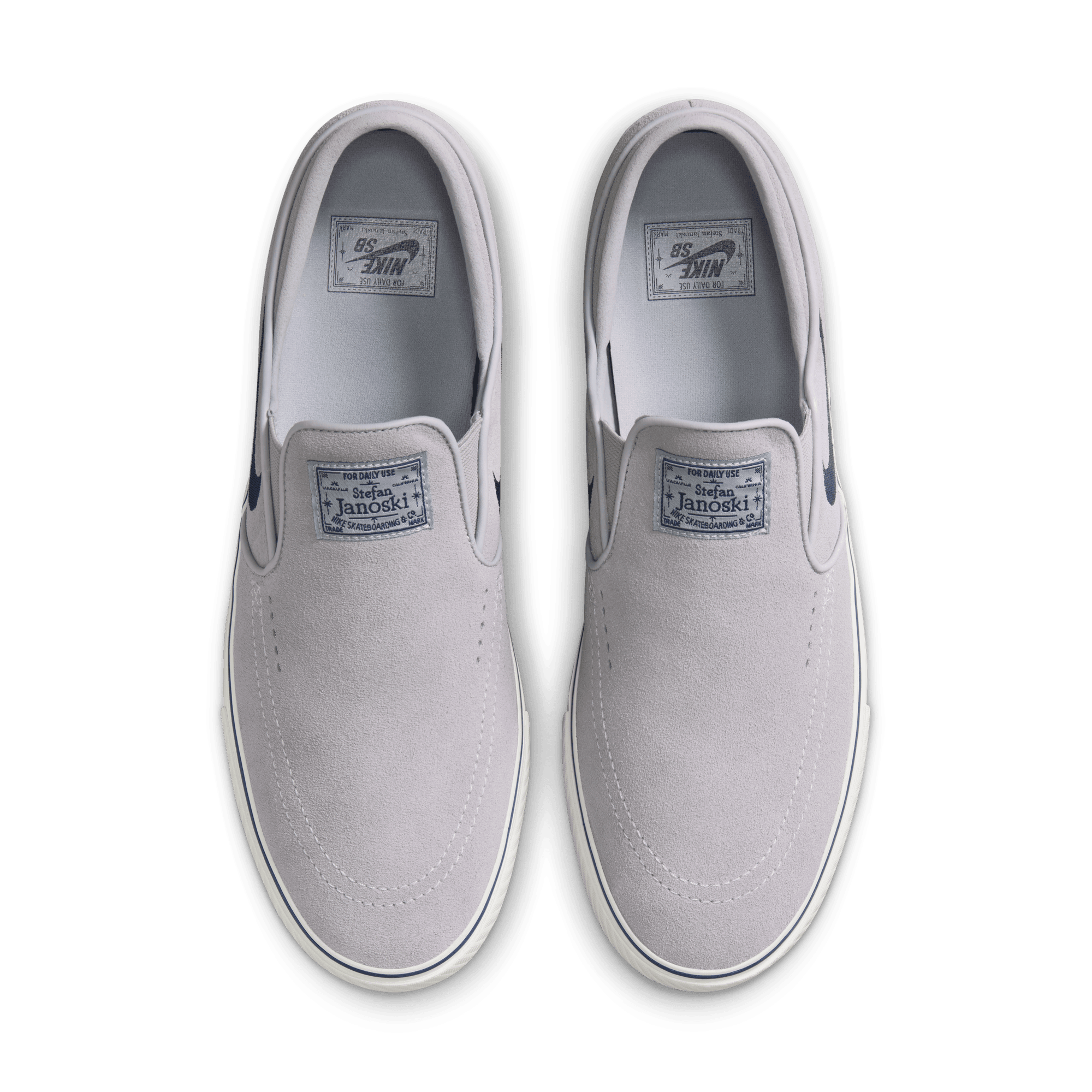 Wolf Grey Janoski+ Nike SB Slip On Skate Shoe Top