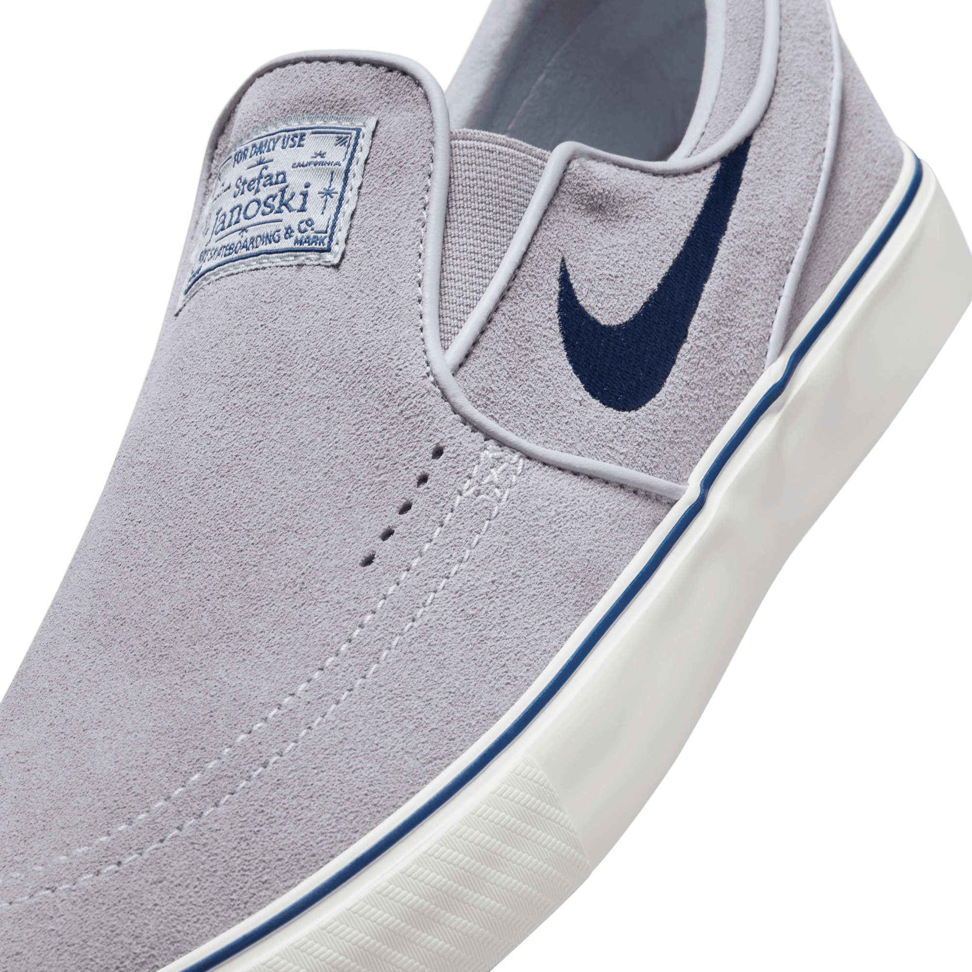 Wolf Grey Janoski+ Nike SB Slip On Skate Shoe Detail