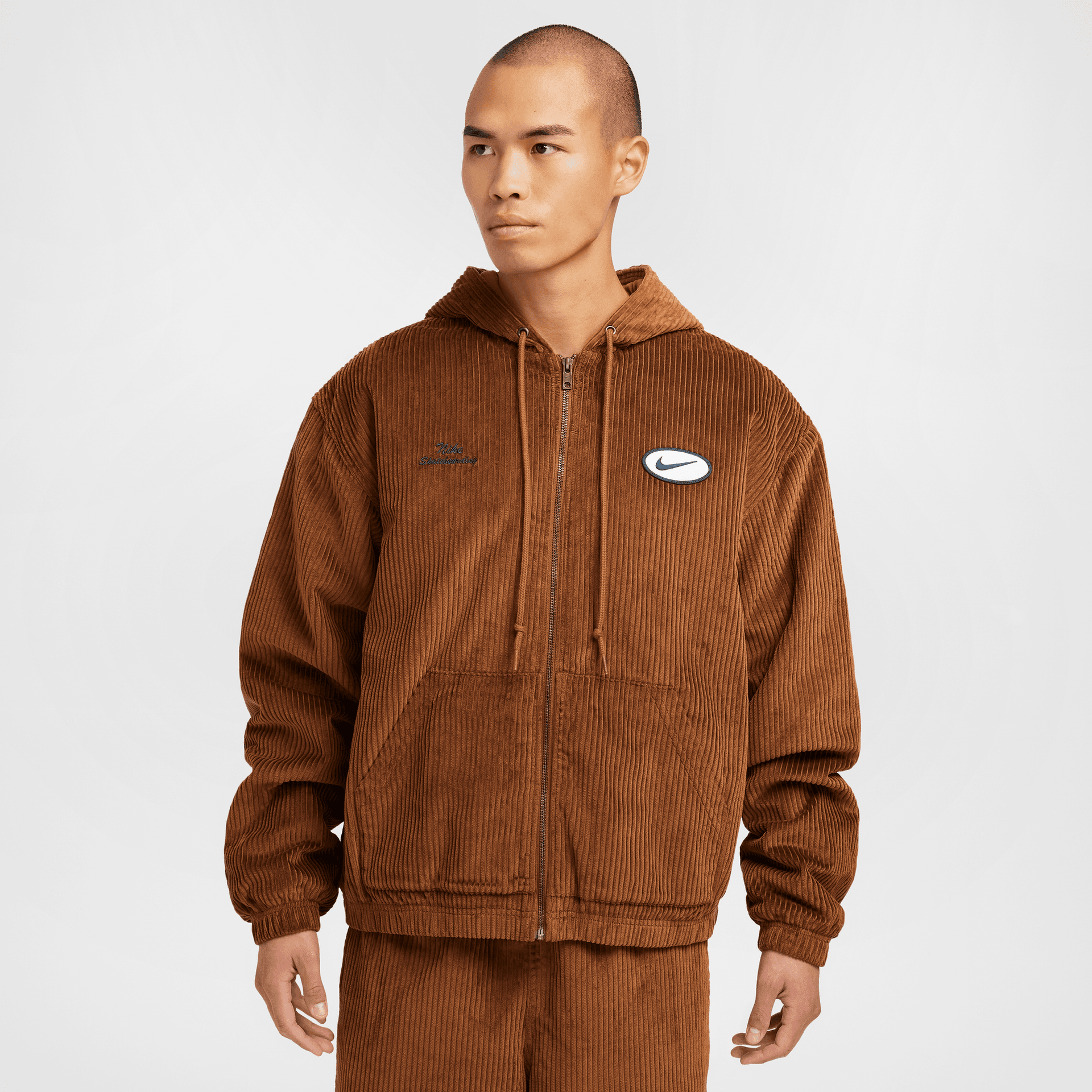 Nike SB Full Zip Corduroy Hooded Jacket - Light British Tan/Armory Nav