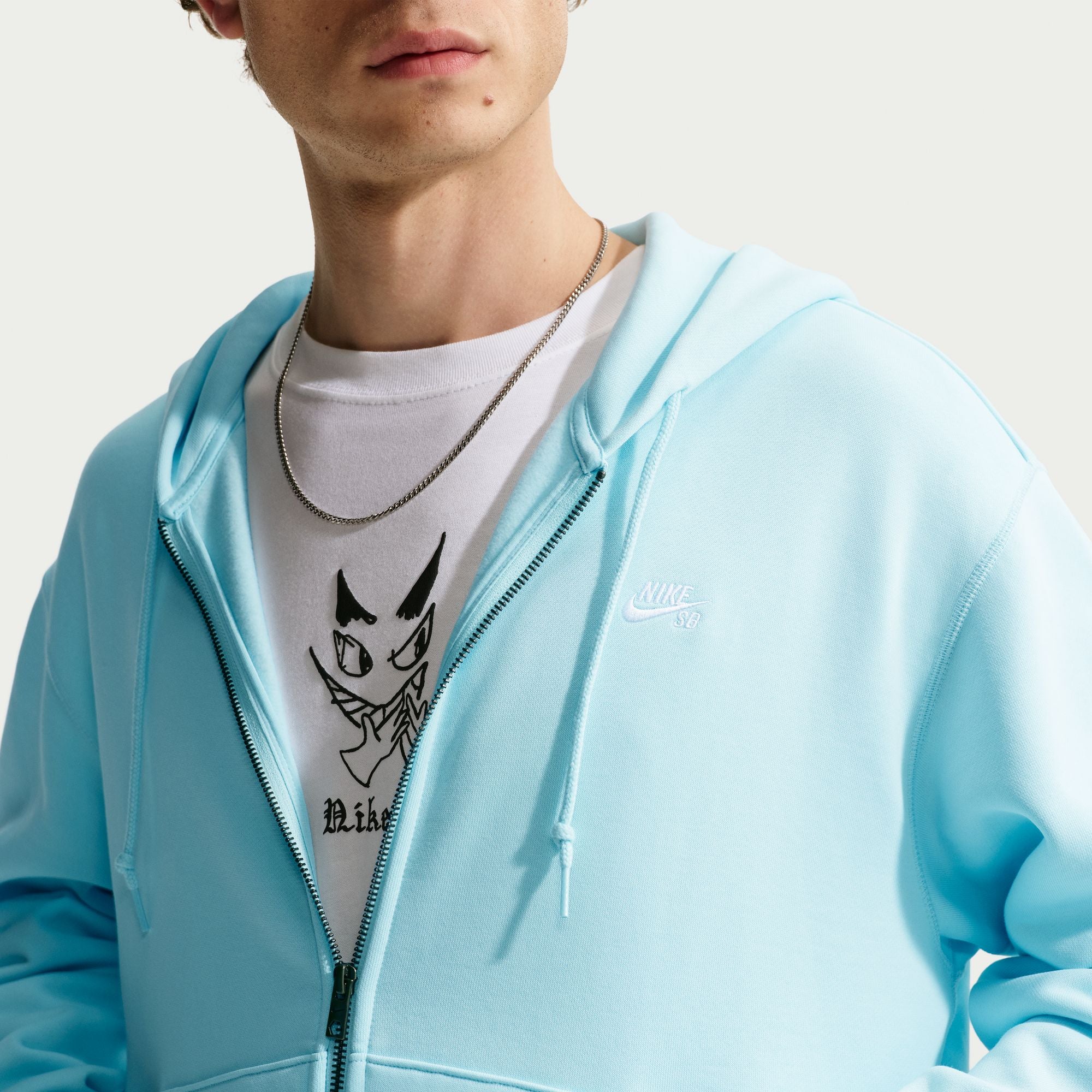 Glacier Blue Nike SB Zip Up Hoodie Detail
