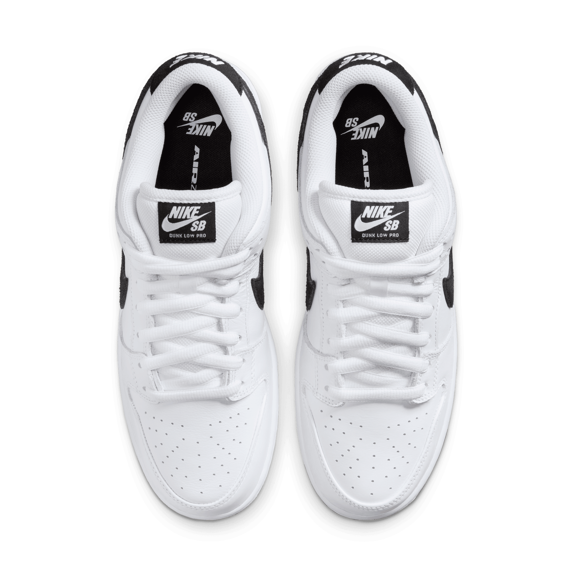 White/Black Dunk Low Pro Nike SB Skate Shoe Top