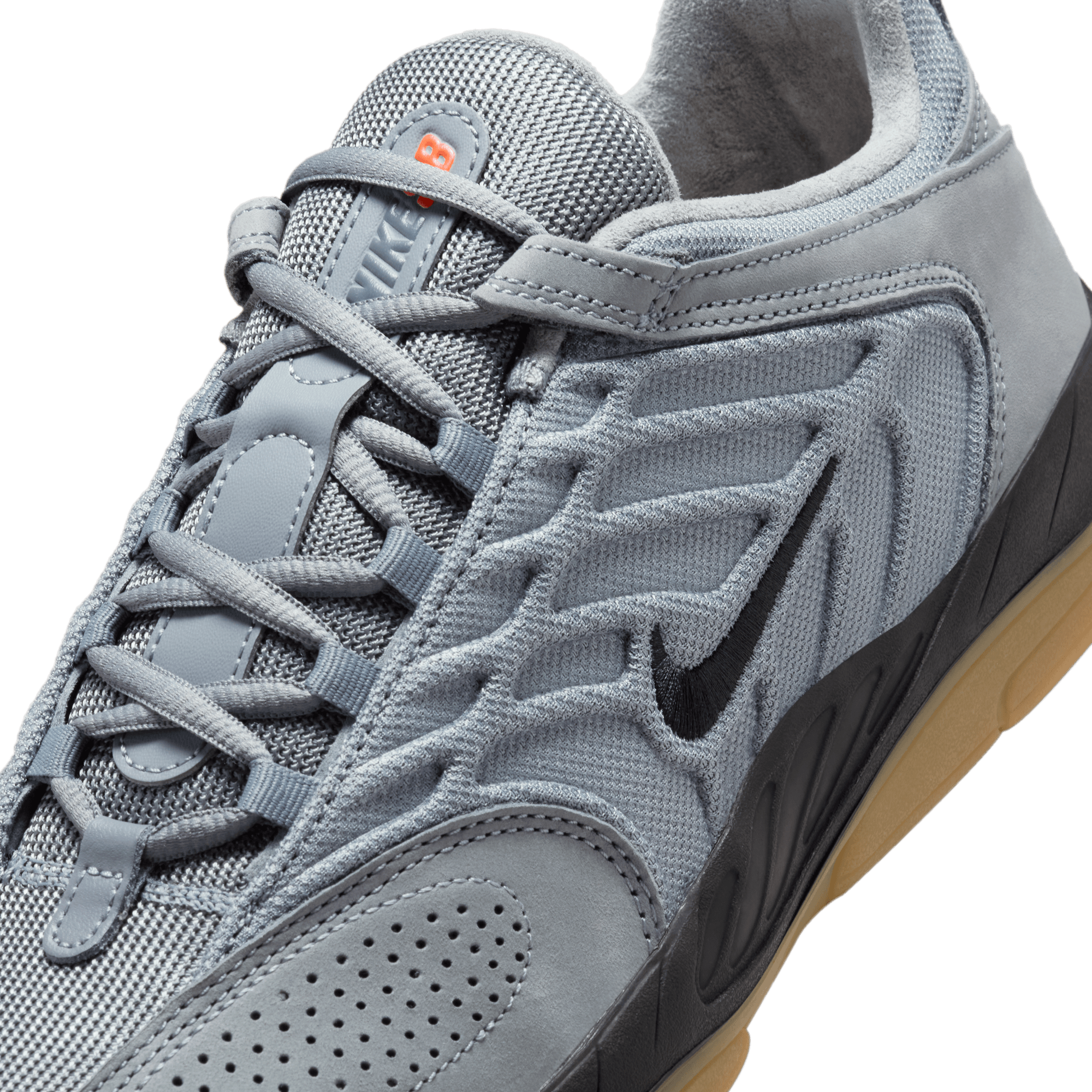 Cool Grey Orange Label Vertebrae Nike SB Skate Shoe Detail