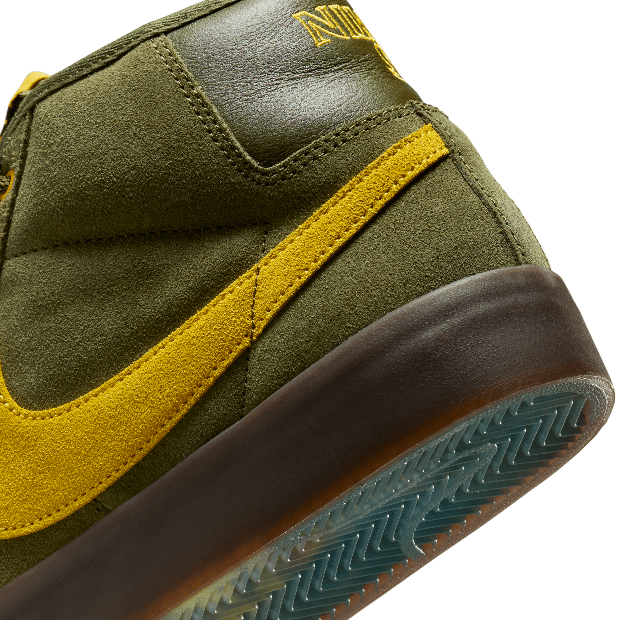 Rough Green AntiHero x Nike SB Blazer Mid Skate Shoe Detail