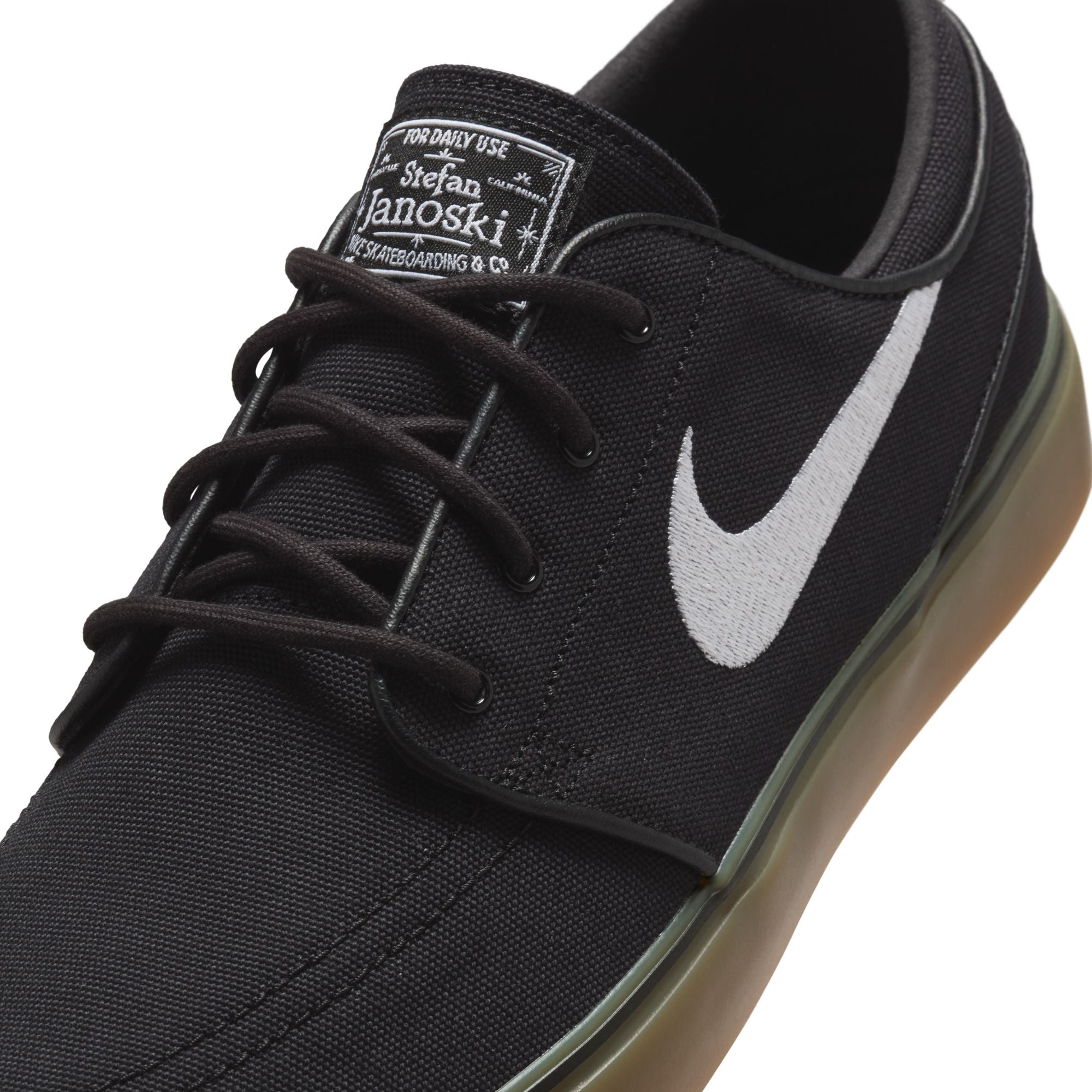 Black/White Canvas Janoski OG+ Nike SB Skate Shoe Detail