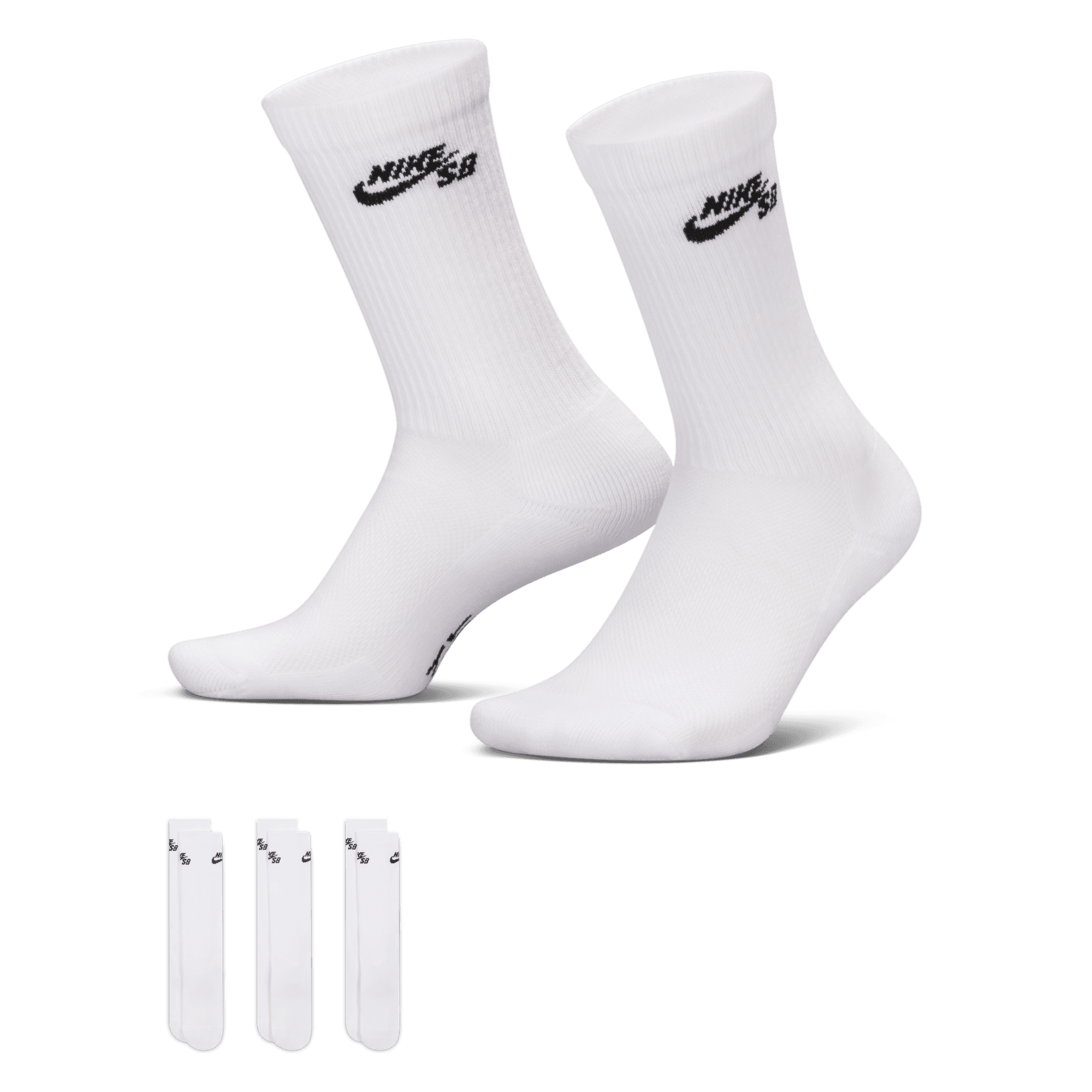 Nike SB Everyday Elevated 3-Pack Crew Socks - White