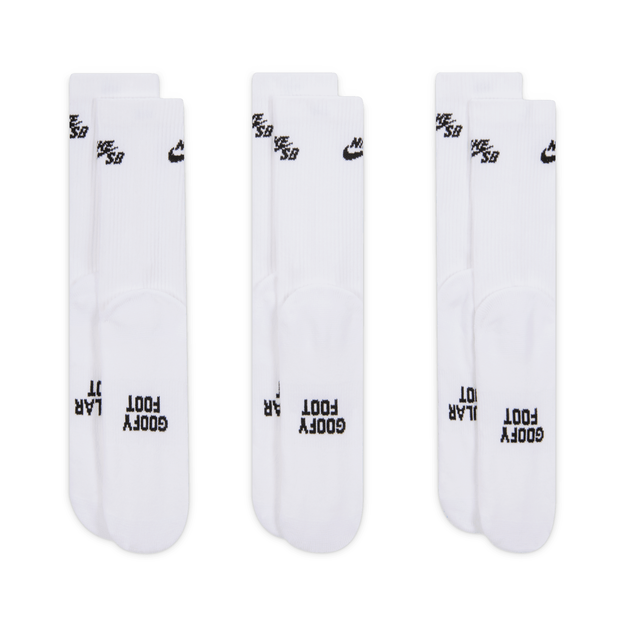 Nike SB Everyday Elevated 3-Pack Crew Socks - White